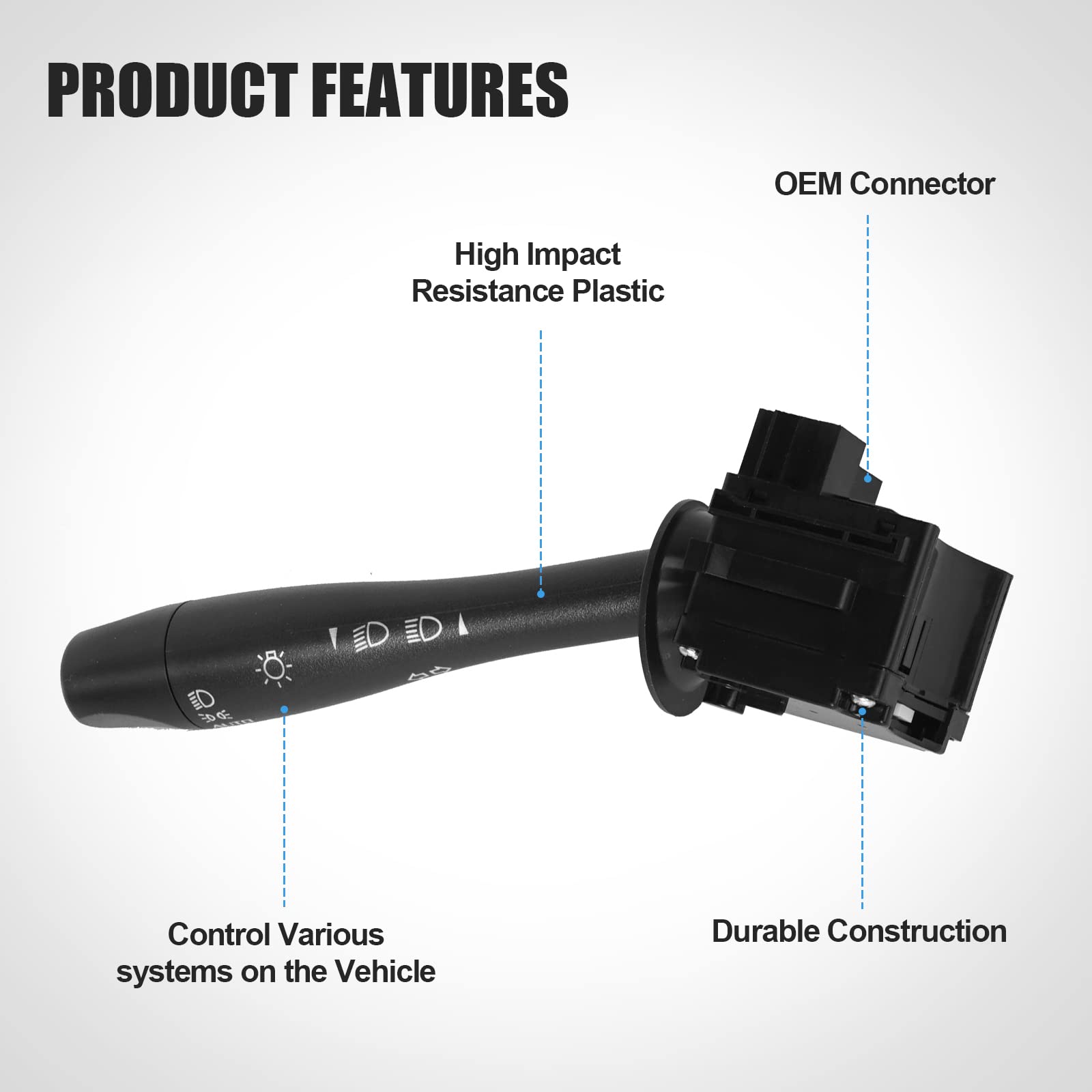 Lcwrgs Turn Signal Switch Compatible With 2004-2012 Chevy Malibu, 2005-2011 Pontiac G6, 2007-2009 Saturn Aura, Headlight Dimmer Switch Blinker Lever, 20940369, D6253E, Sw8004