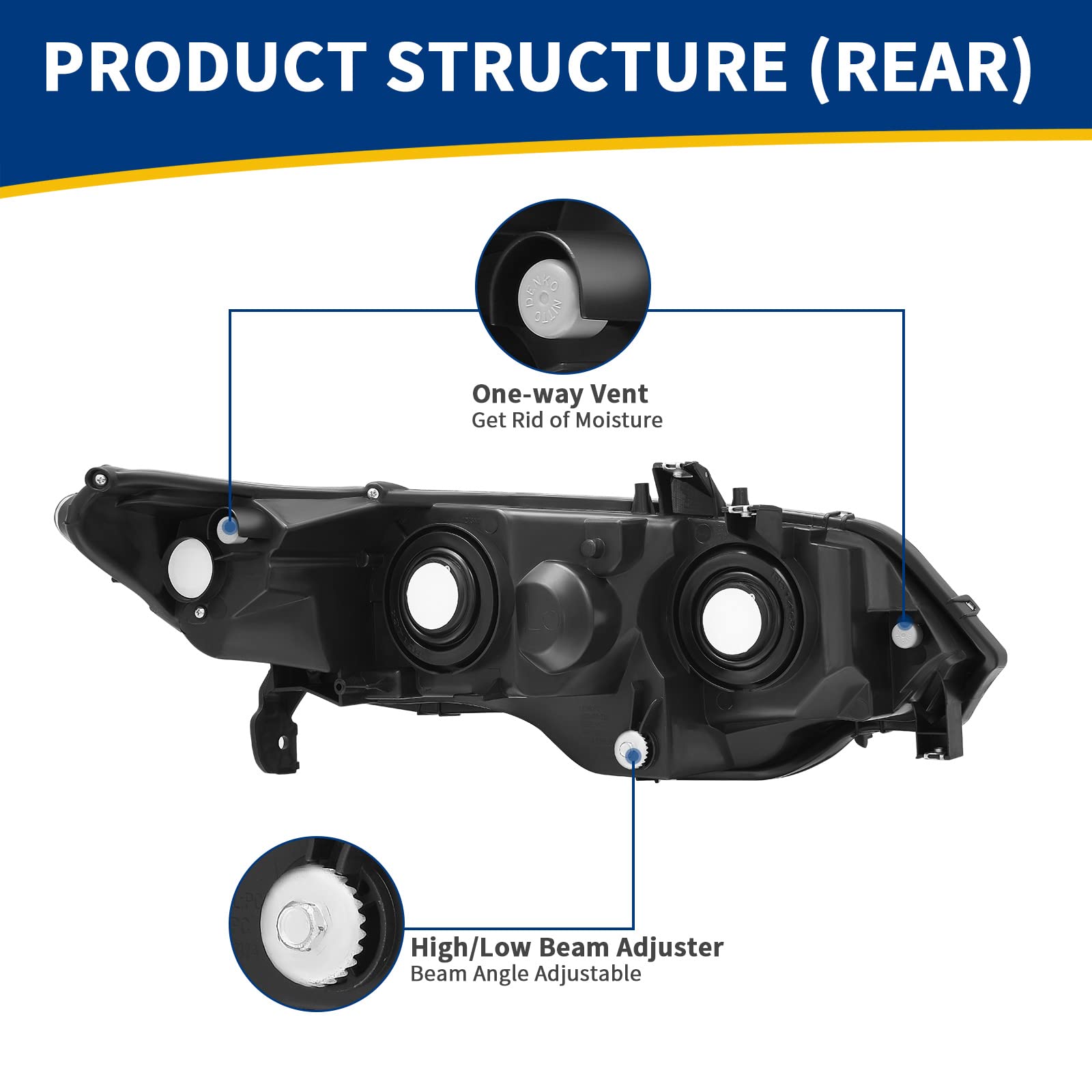 Autosaver88 Headlight Assembly Compatible With 2006-2011 Civic Coupe Oe Style Replacement Headlamps Amber Park Lens