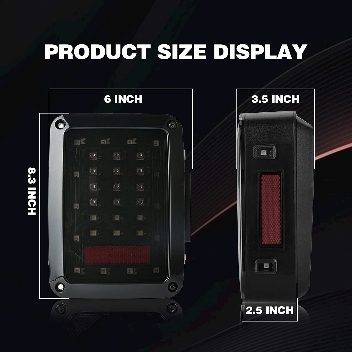 JHLion Jeep JK Tail Lights - Smoke Lens LED with Turn Signal & Backup Light for Wrangler JK JKU 2007-2018
