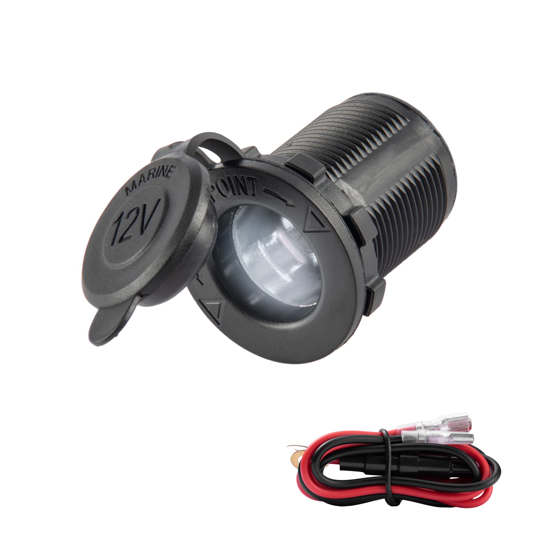 Uyye Universal 12V/27V Car Cigarette Lighter Socket, For Car Marine Motorcycle Atv Rv And More, Car Interior Accessories With Wa