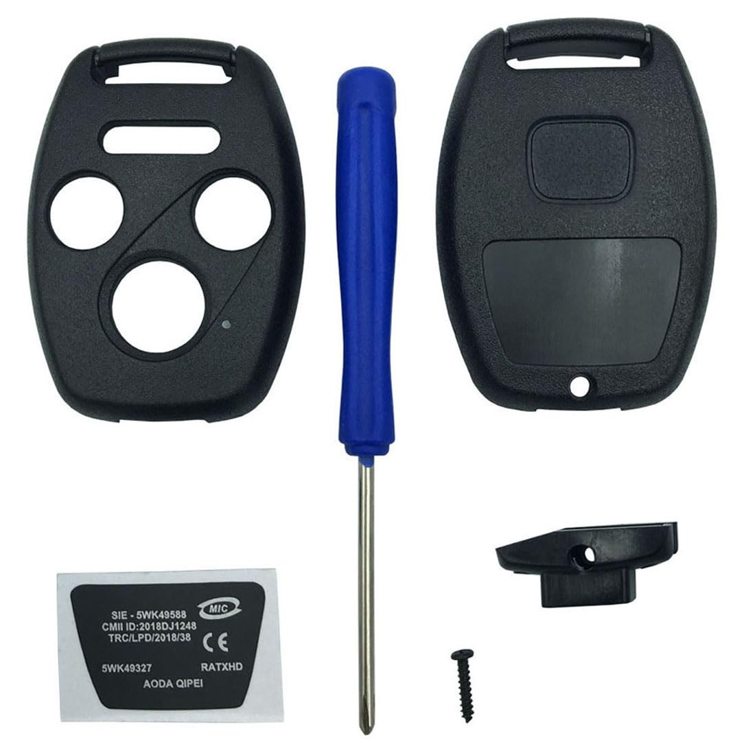 New 4 Button Key Fob Shell Case Fit For Honda Civic Accord Ex Pilot Fit Keyless Entry Remote Key Housing Replacement With Screwdriver (3+1Button 1Pcs)