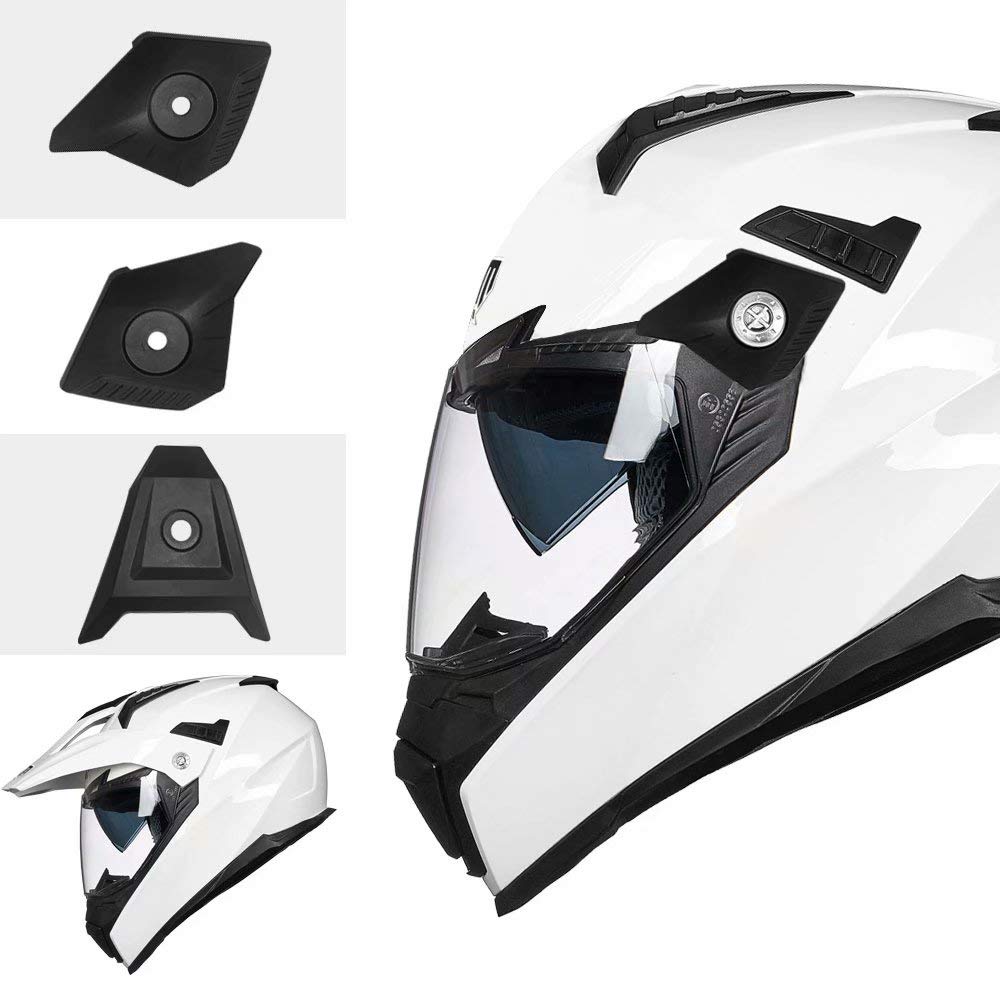Ilm Off Road Motorcycle Dual Sport Helmet Full Face Sun Visor Dirt Bike Atv Motocross Casco Dot Certified Model 606V(White, L)