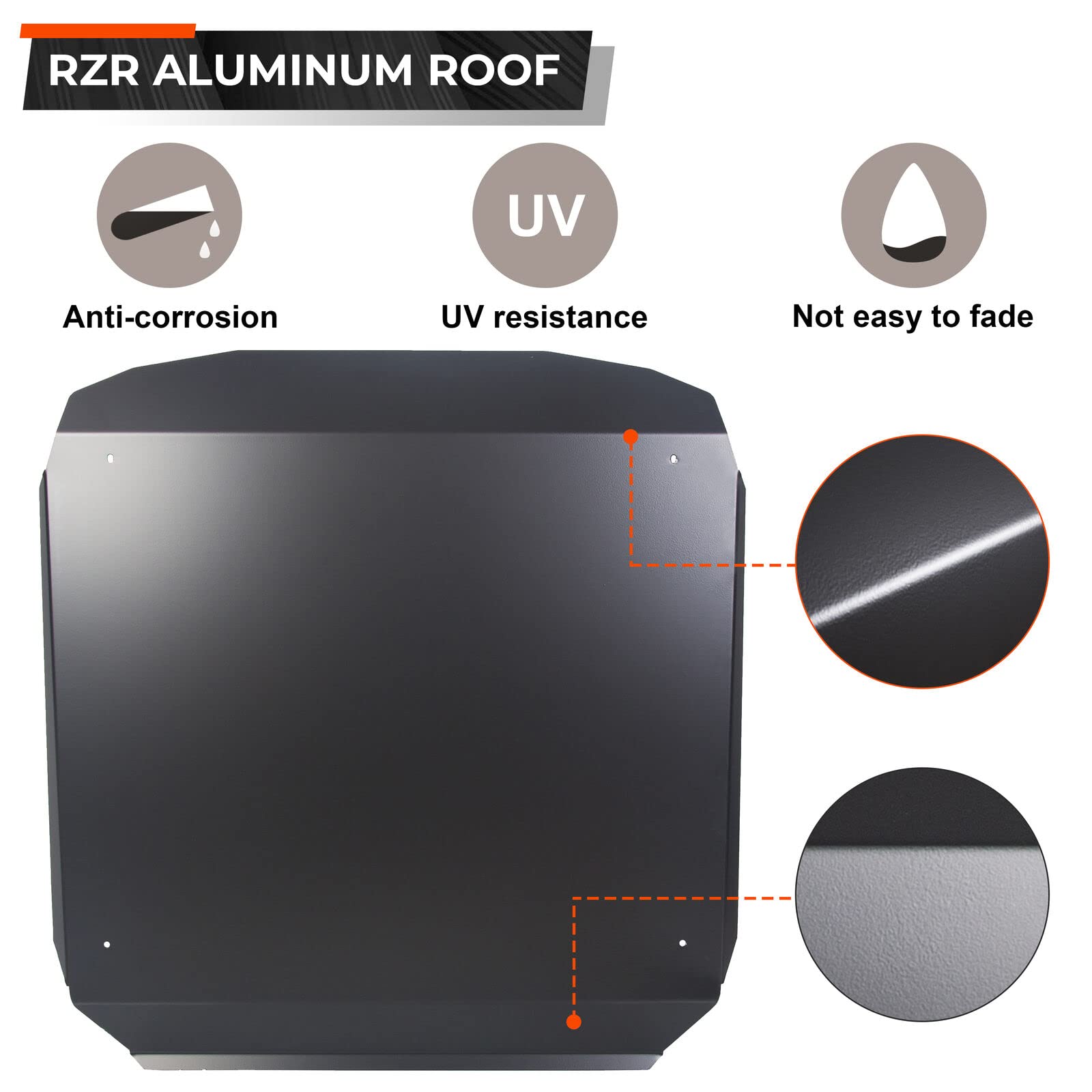 ECOTRIC Aluminum Hard Roof Top for 2014-2023 Polaris RZR 900/1000, Turbo/XP 1000 - Large, Black, Model VC-LYPS-041