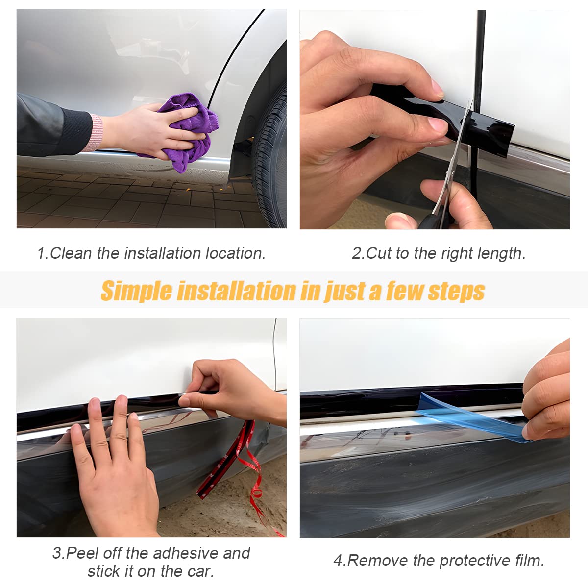 Car Interior Trim Strips, 16.5Ft/5M Chrome Strips For Cars, Side Body Chrome Trim Strip, Automotive Chrome Trim Molding For Car, Truck, Rv, Door Window Scratch-Proof (8Mm, Black)