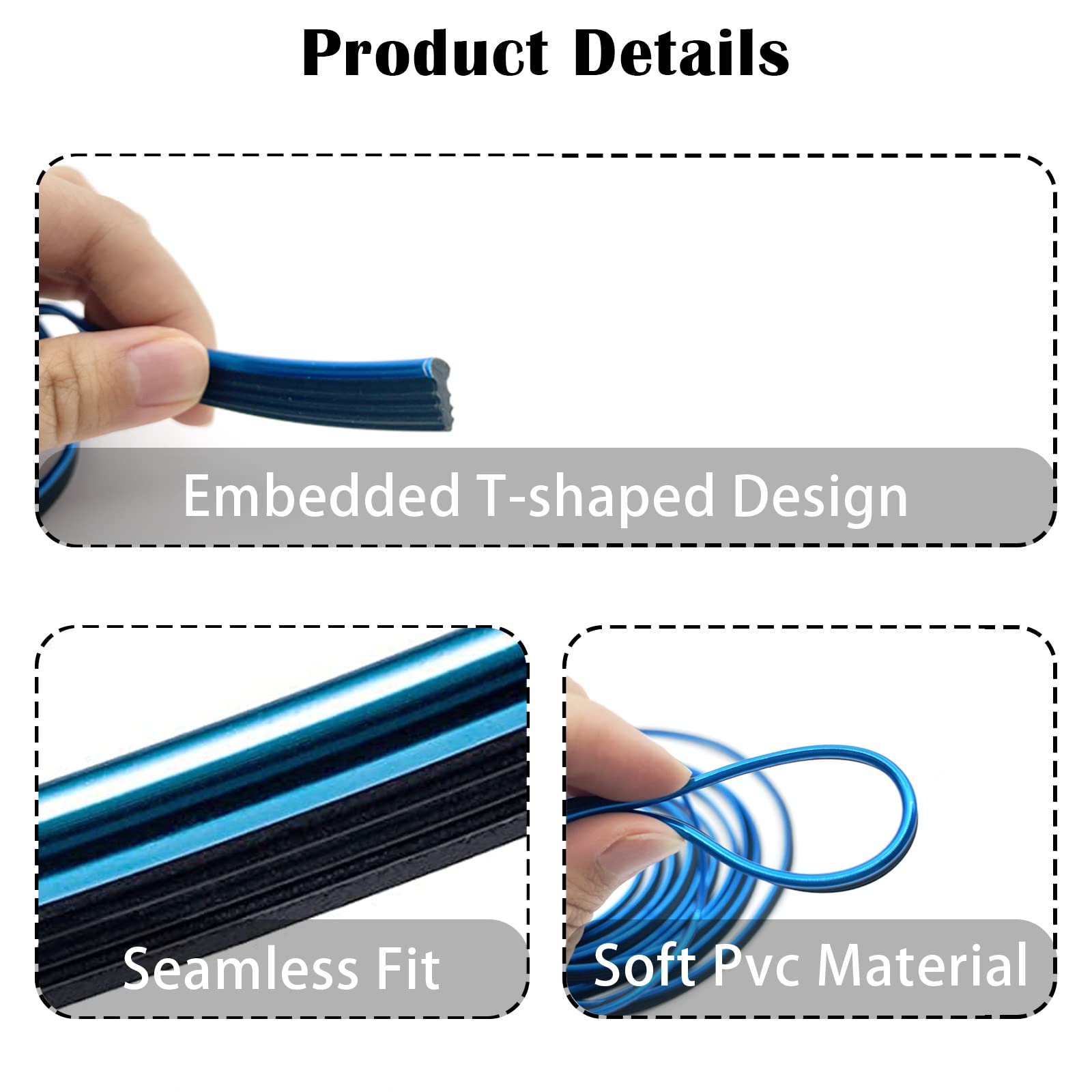 Car Interior Trim Strips,Universal 33Ft Car Electroplating Decoration Styling Door Dashboard, Flexible Interior Trim Accessories With Installing Tool(Blue)