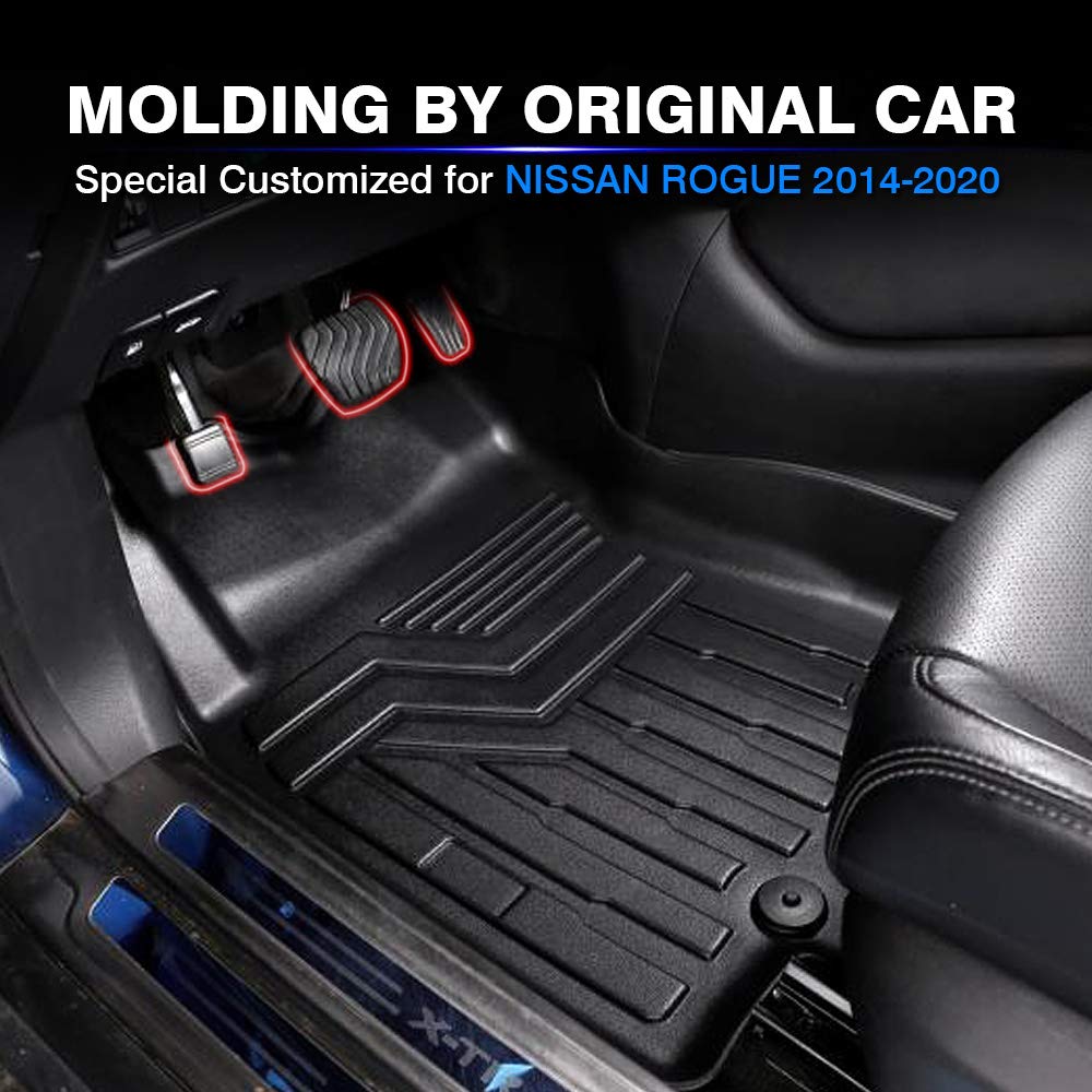 KUST Floor Mats for Nissan Rogue 2014-2020, All Weather Floor Mats for Nissan Rogue Accessories TPE Floor Liners High Edge (Not