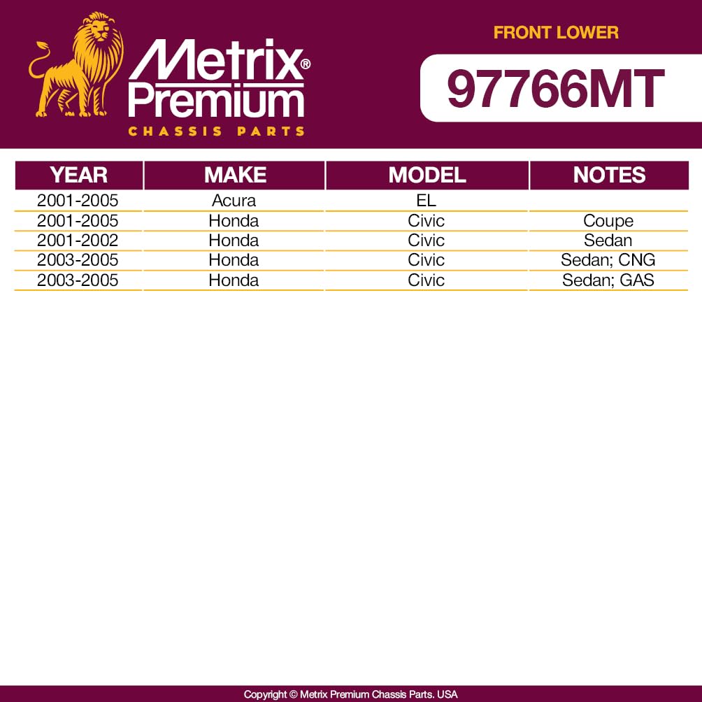 Metrix Premium Chassis Parts - 4 Pc Front Lower Control Arm & Front Lower Ball Joint Kit Fits 2001-2005 Acura El, 2001-2005 Hond