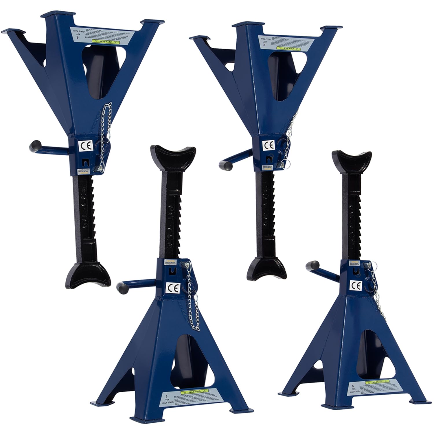 MutsMover 6 Ton (13,000 lbs) Heavy Duty Steel Jack Stands, Double Locking Adjustable Car Jack Stands with Wide Pyramid Base & La