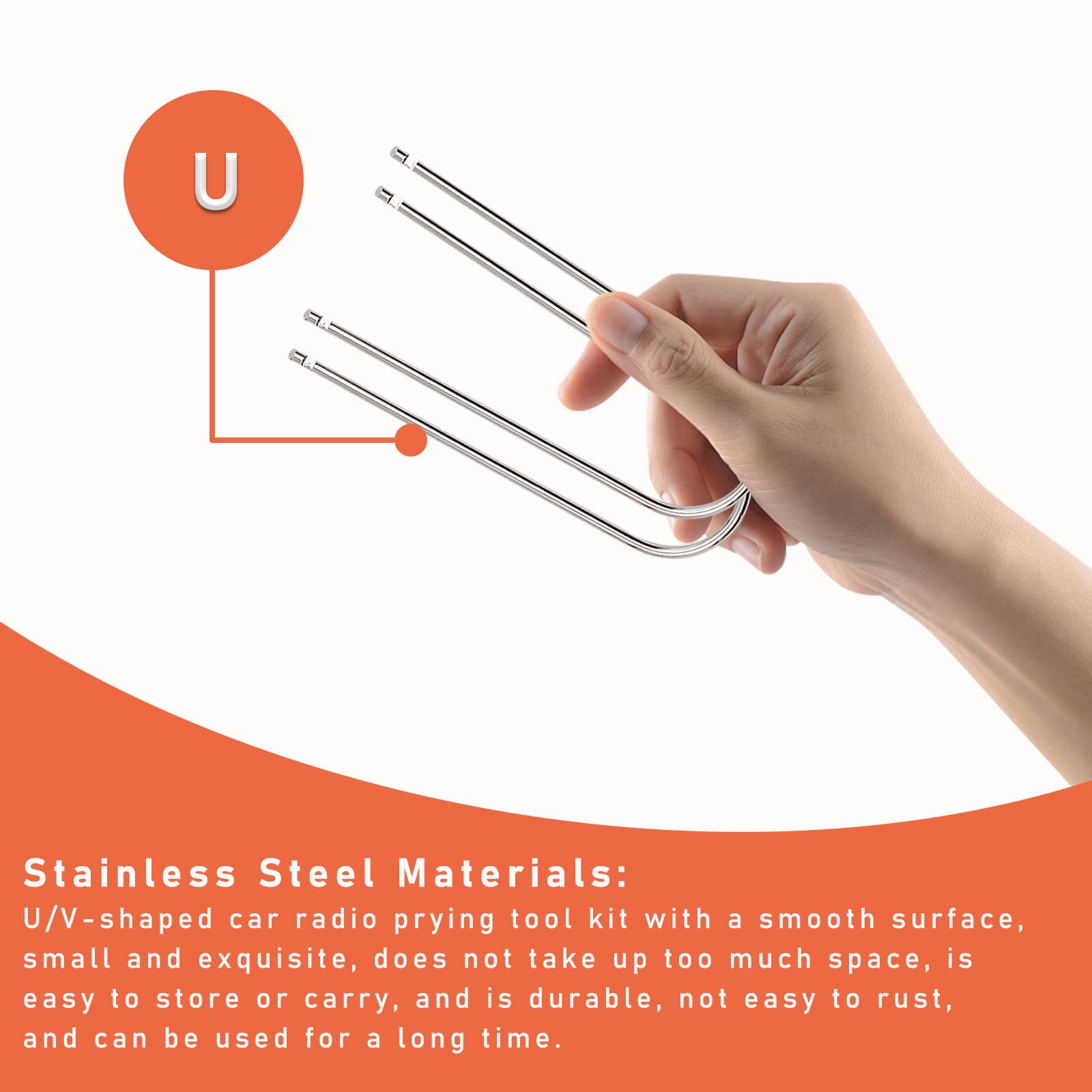 Dickno 2 Pcs Car Radio Removal Pry Tool, U-Shaped Stainless Steel Auto Stereo Release Tool Kit, Universal Radio Remover For Disa