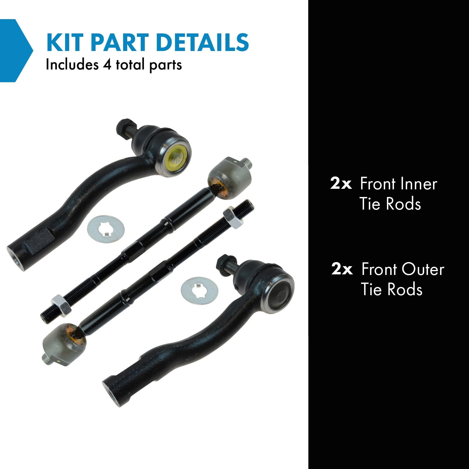 Trq Front Tie Rod Set Compatible With 2007-2012 Nissan Sentra