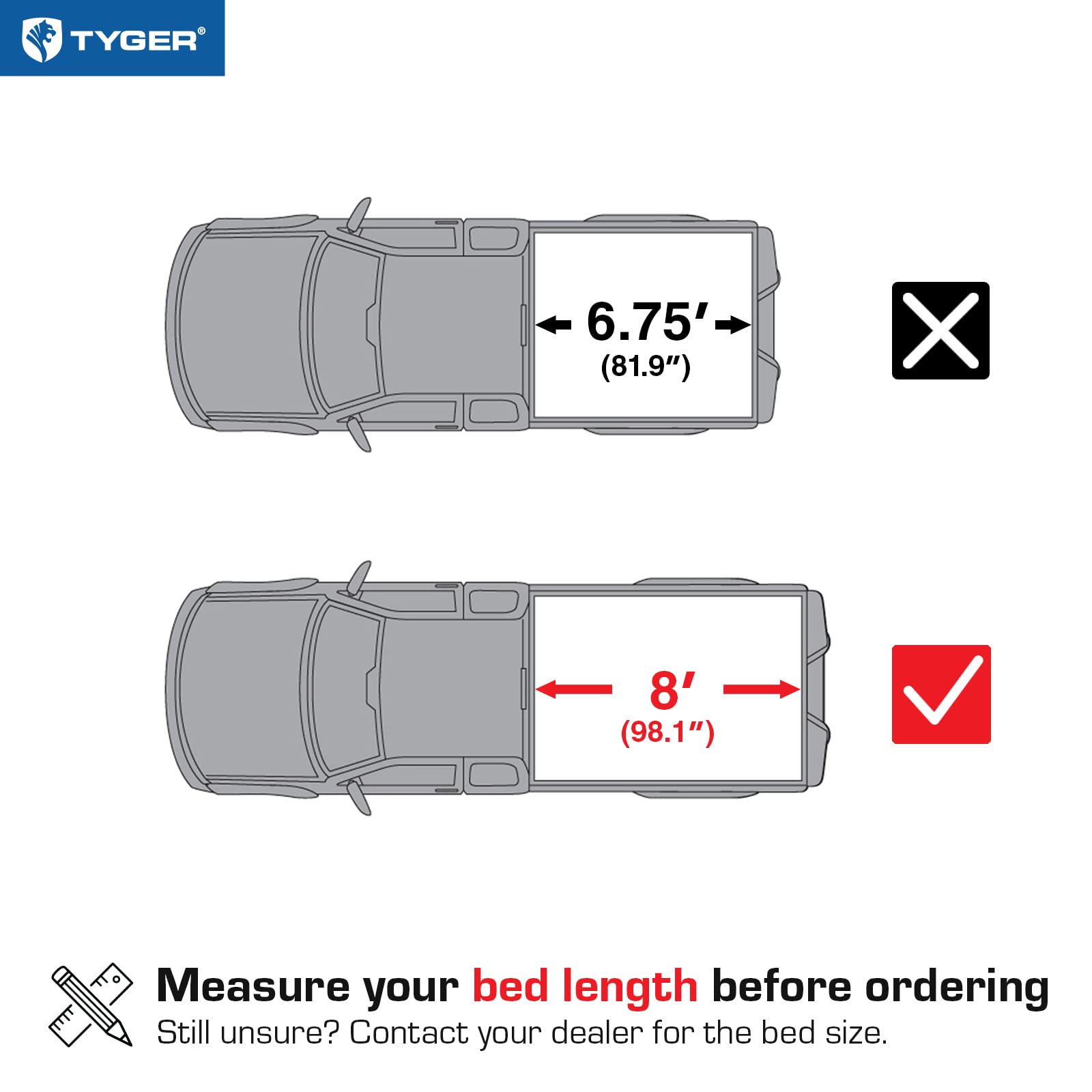 Tyger Auto T3 Soft Tri-fold Truck Bed Tonneau Cover Compatible with 2017-2024 Ford F-250 F-350 Super Duty | 8' (98'') Bed | TG-B