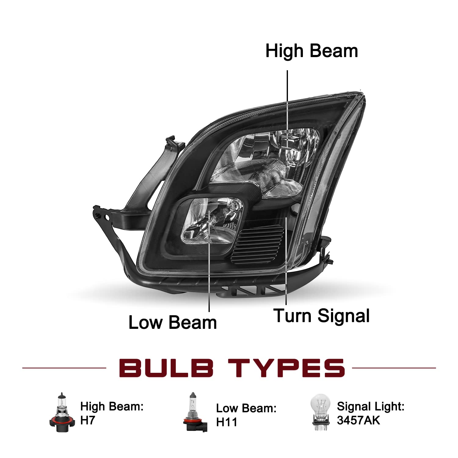 JSBOYAT Headlight Assembly with Bulbs for 2006-2009 Ford Fusion, Black Housing with Clear Reflector, Driver & Passenger Side