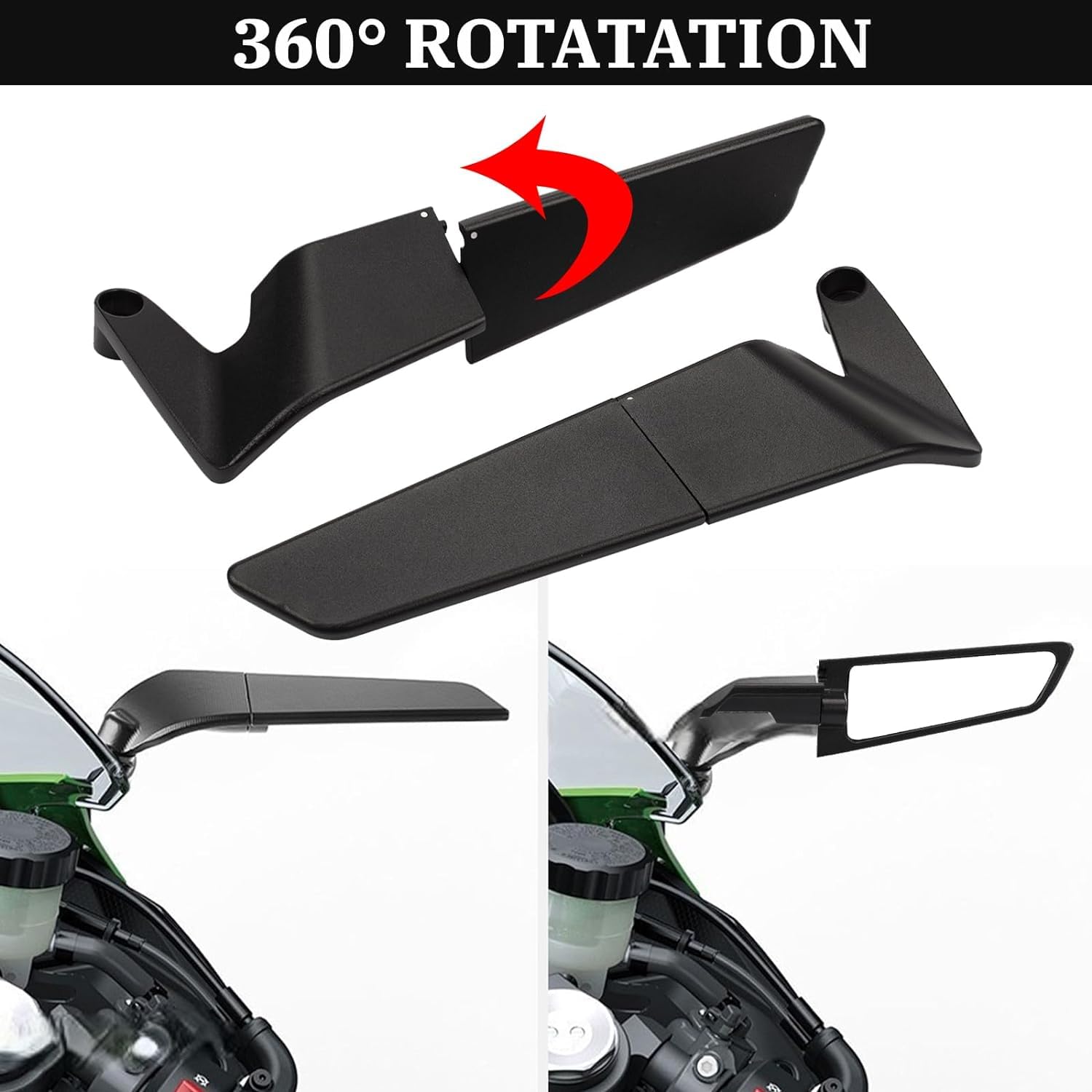 Xingwu Motorcycle Mirrors Adjustable Rotating Rear View Mirror Stealth Wind Wing Side Mirror For Z400 Z650 Z900 1290 Super Duke R Evo Abs 390 Duke Street Bike (Normal)