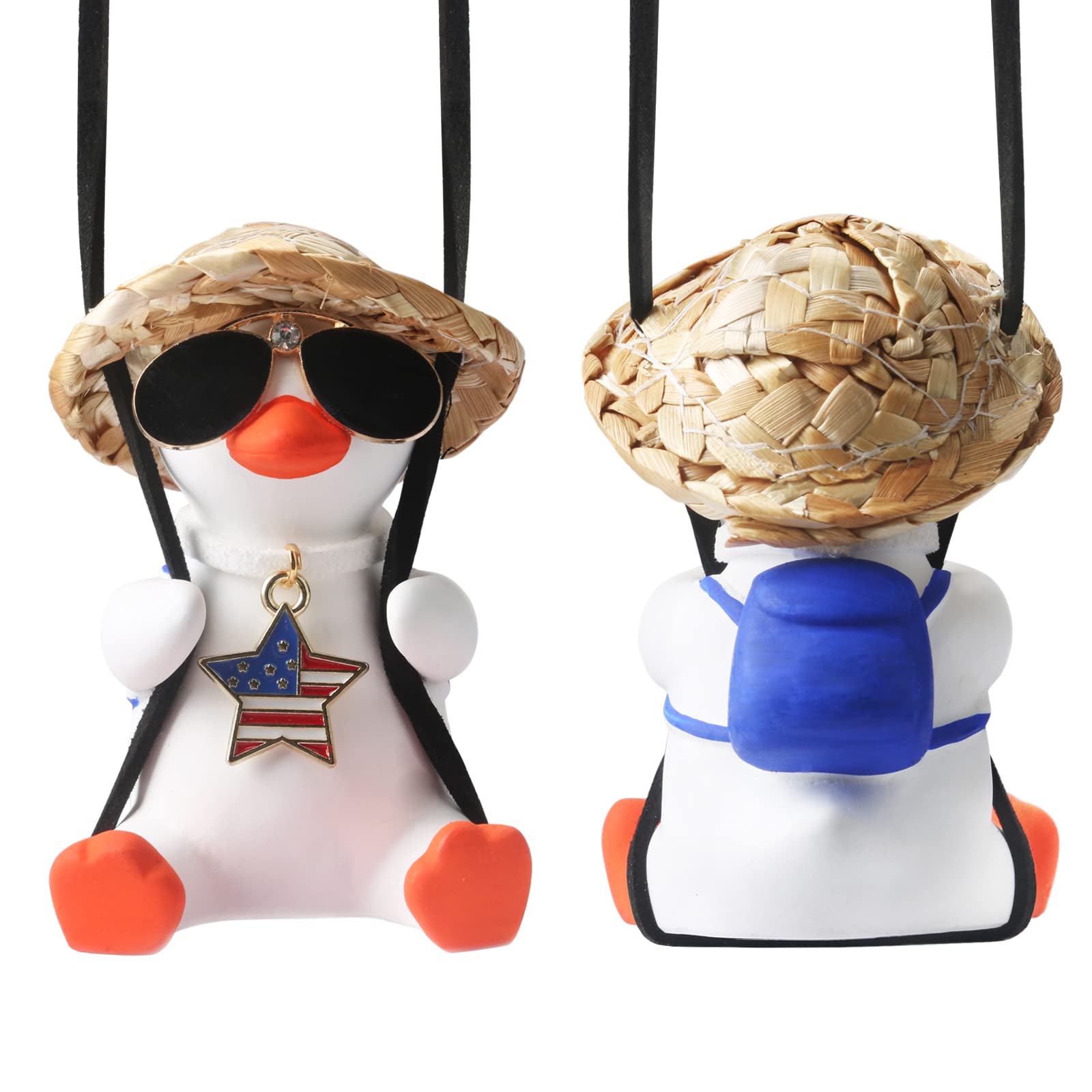 Rear View Mirror Hanging Accessories Cute Swinging Duck Car Truck Hanging Stuff For Men Women Teens Rearview Mirror Charms Vehicle Essentials Interior Accessories Funny White Elephant Gifts For Adults