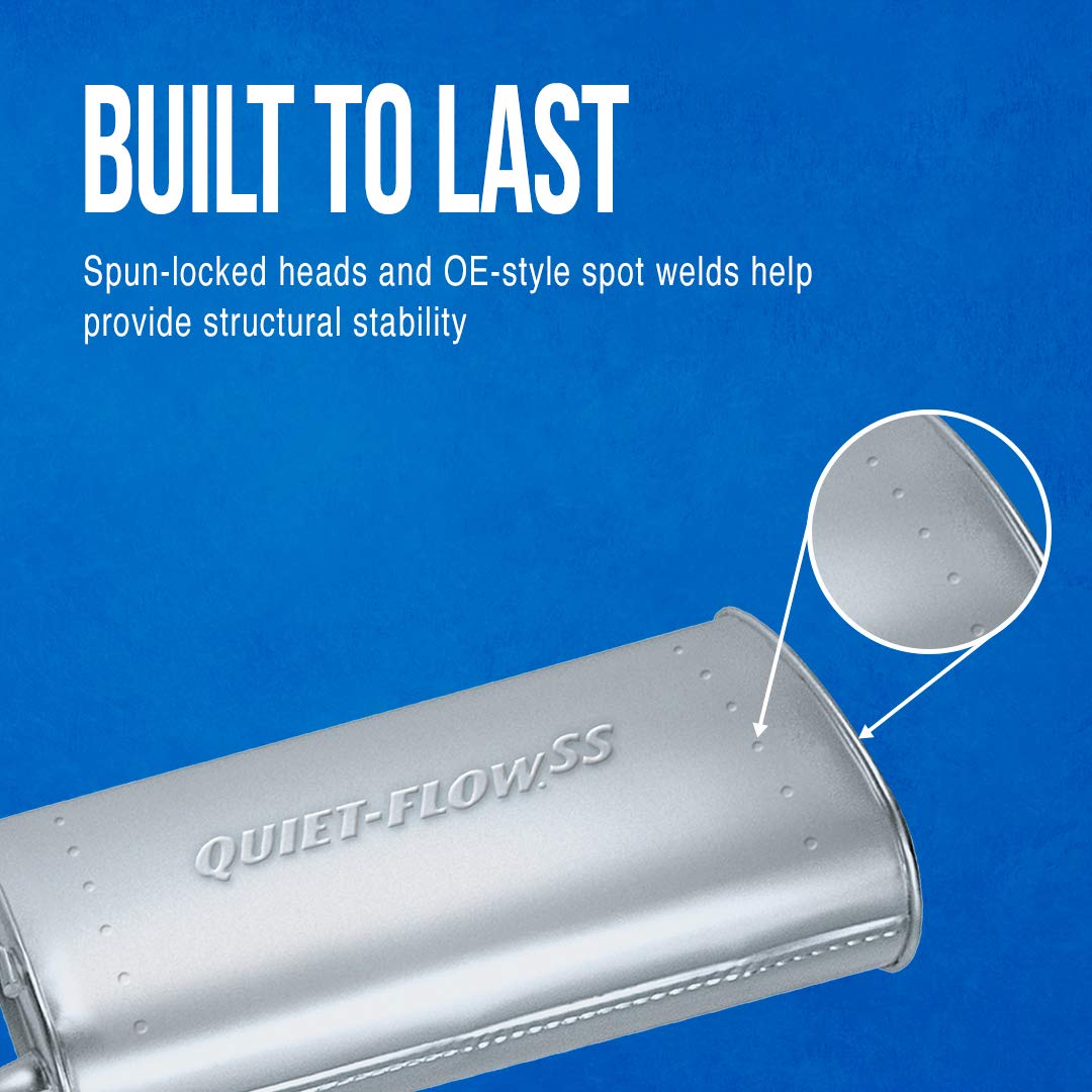 Walker Quiet-Flow Ss 21357 Direct Fit Exhaust Muffler 2.25 Inlet (Id) 2.25 Outlet (Id) For Jeep Cherokee