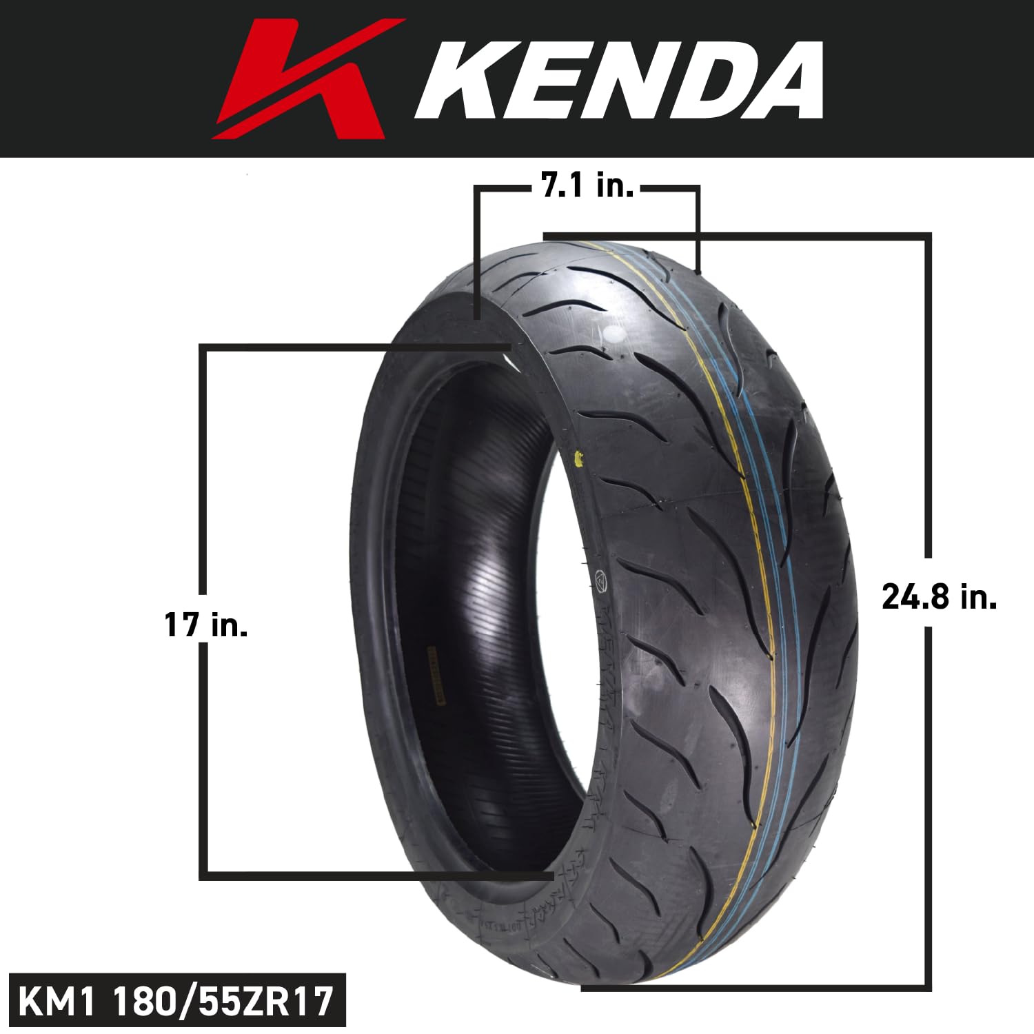 Kenda Km1 Sport Touring Motorcycle Tire Set 120/70Zr17 58W Tl 180/55Zr17 73W Tl W/Keychain