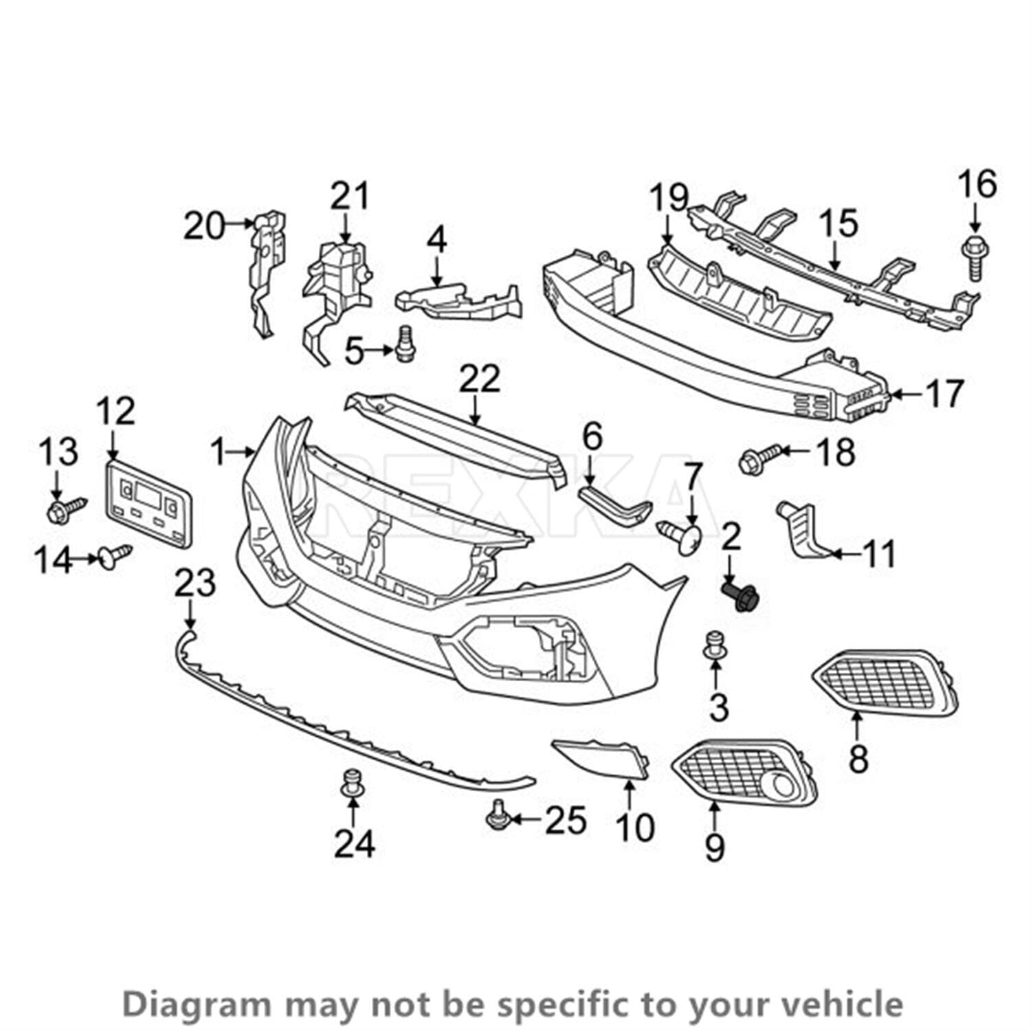 Rexka 15Pcs Bumper Cover Fender Liner Splash Shield Screw Retainer 90103-Ta0-000 Compatible With Honda Acura Accord Civic Cr-V C