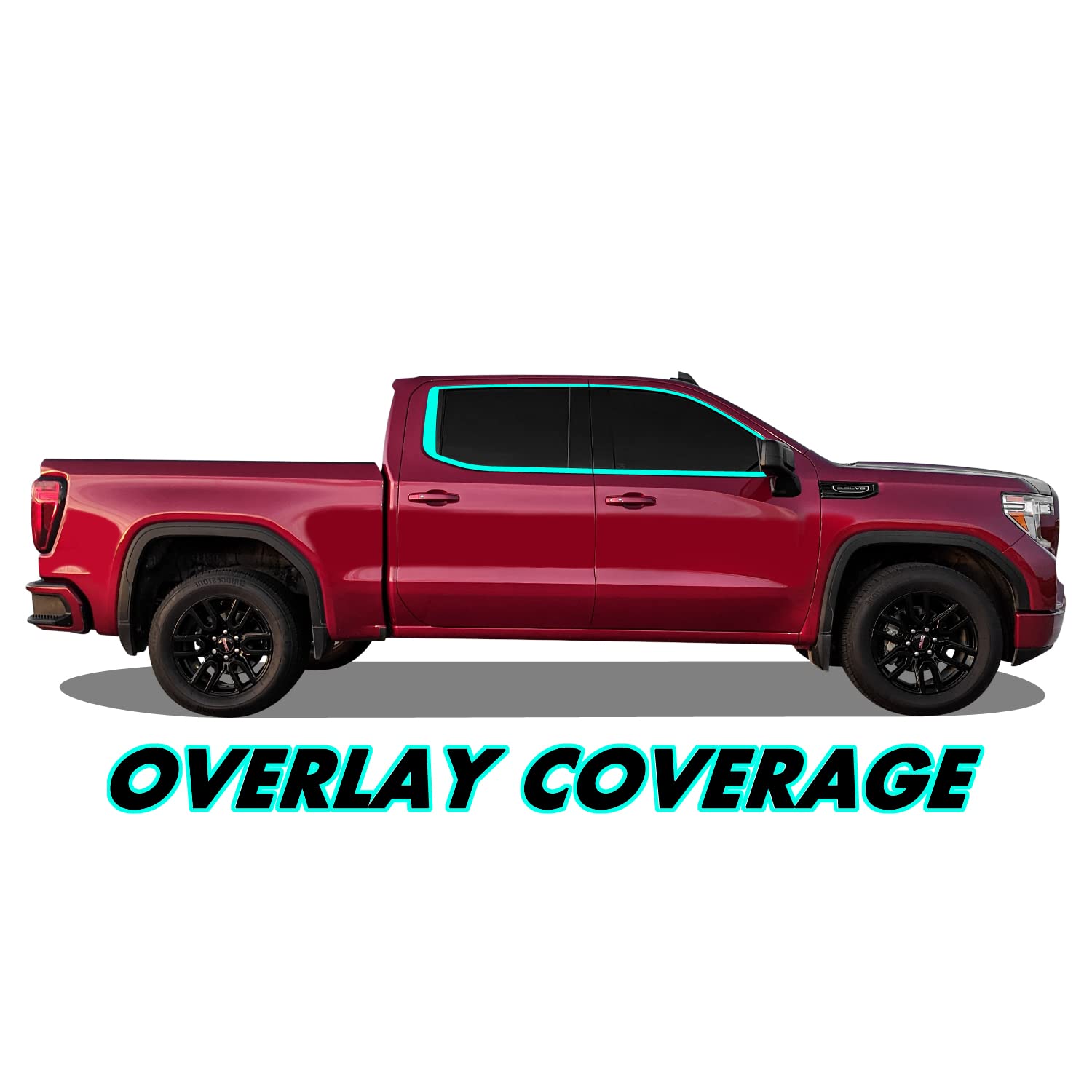 SlickMod Chrome Delete Blackout Vinyl Overlay for GMC Sierra 1500 Window Trim, Gloss Black, Model SM-GMC-SIE-1923-WT