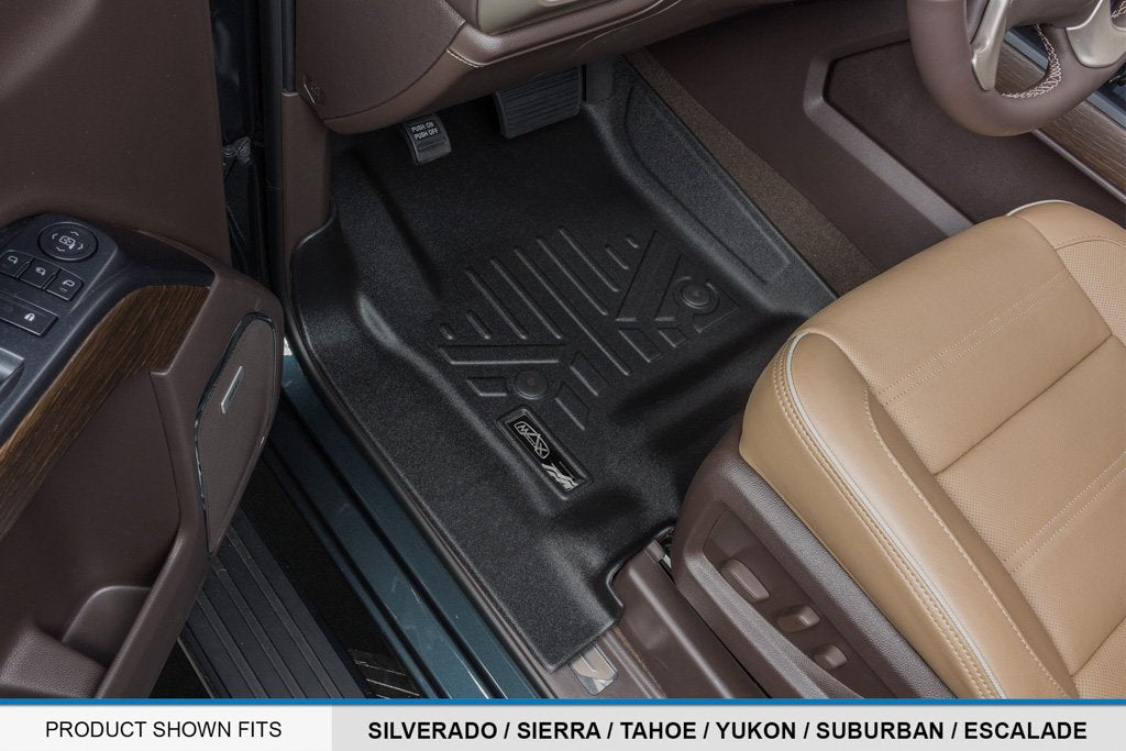 SMARTLINER All Weather Custom Fit 3 Row Black Floor Mat Liner Set Compatible with 2015-2020 Cadillac Escalade (Only Fits ESV Mod
