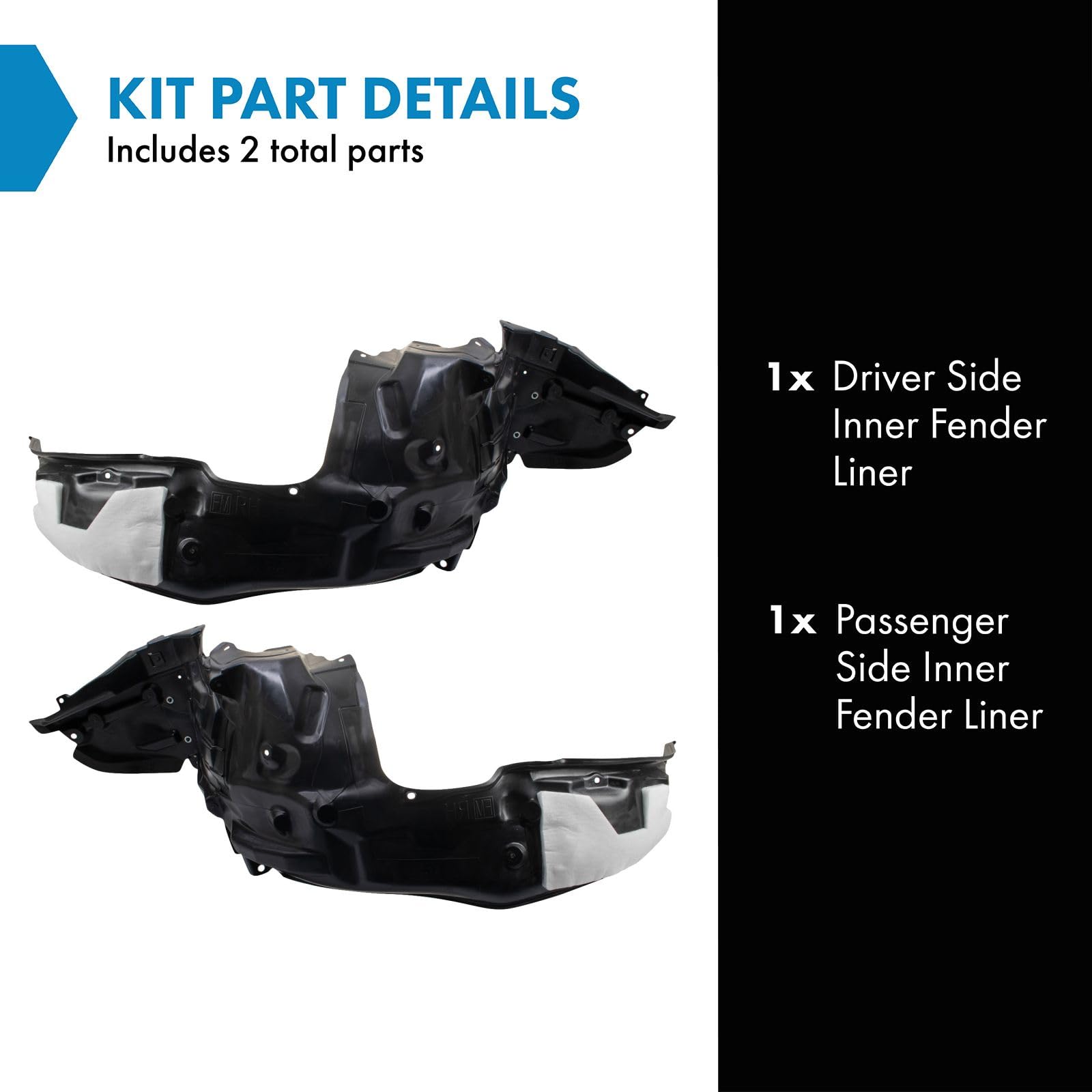 Trq Inner Fender Liner Set Compatible With 2014-2018 Subaru Forester Su1248127 Su1249127