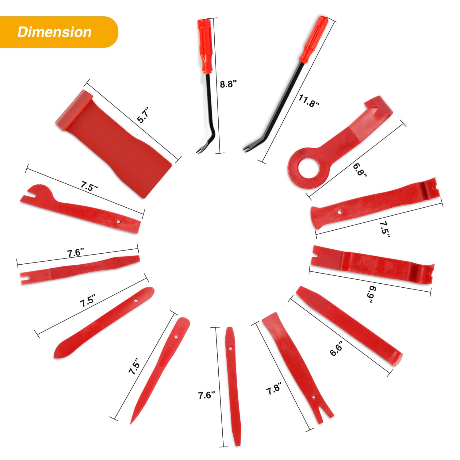GOOACC Nylon Bumper Fastener Rivet Clips Car Clip Panel Audio Video Dashboard Dismantle Kits Installer Removal Tool (13PCS Trim