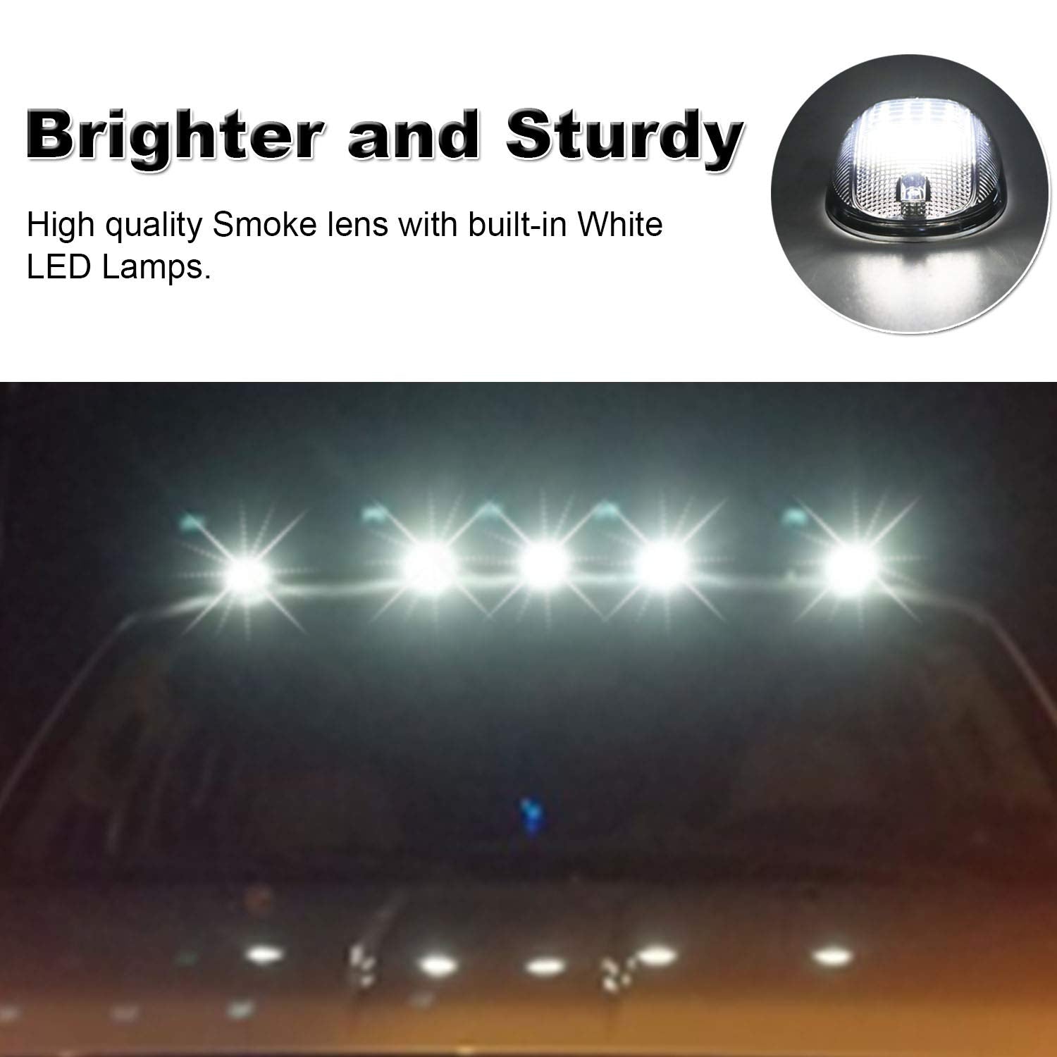 Tresound Smoked Lens Cab Roof Top Marker Lights Cover for 2003-2016 Dodge Ram 1500 2500 3500