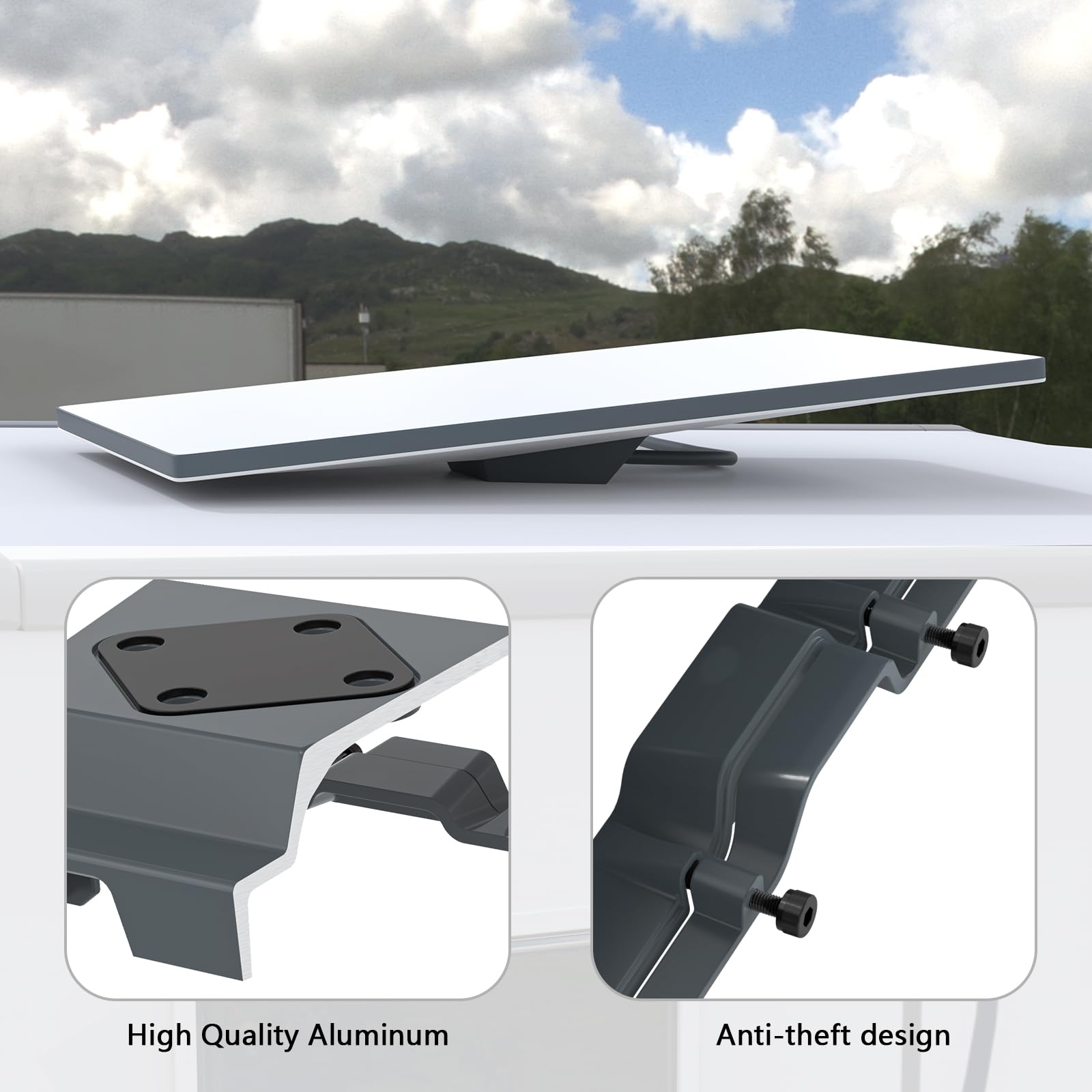 HOLACA Starlink Gen 3 Mobility Mount, Anti-Theft Aluminum Roof Mount, White/Black, Model DF5012 for RV, Trailer, Yacht