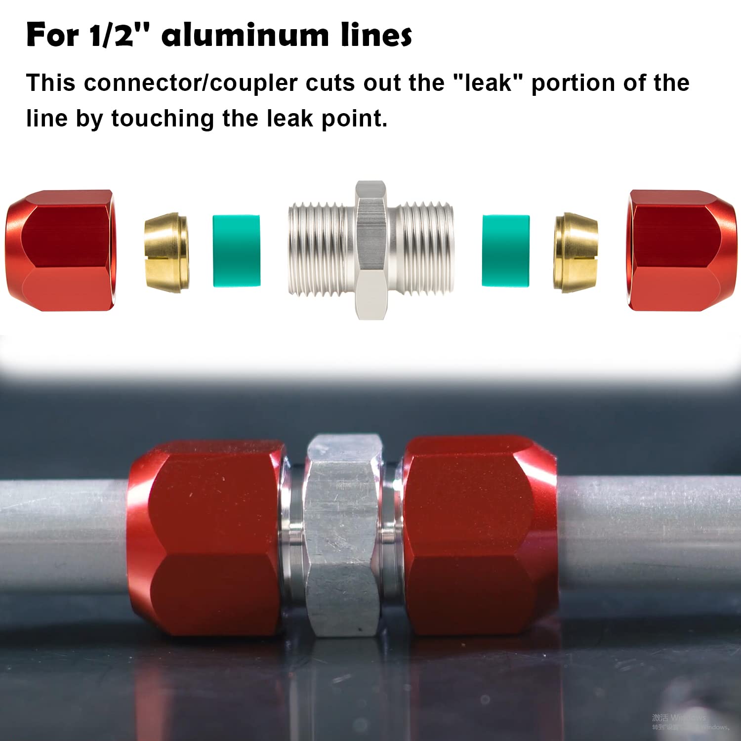 Hihitomorrow 800-642 Line Splice Connector for 1/2 Aluminum Lines - A/C Air Conditioning Repair Coupler, Multicolor