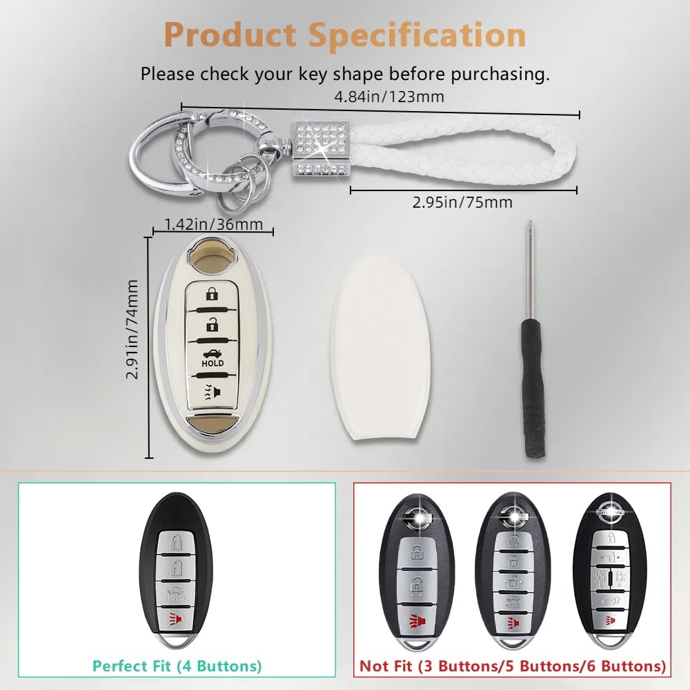 Pifoog For Nissan Key Fob Cover 4 Button Murano Sentra Altima Rogue Kicks Armada Pathfinder Car Accessories Tpu Smart Keys Case
