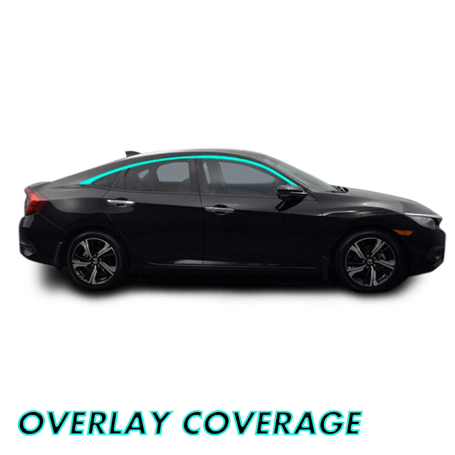 SlickMod Chrome Delete Vinyl Overlay for 2016-2021 Honda Civic Sedan - Gloss Black, Model HON-CIV-4D-1621-CTD