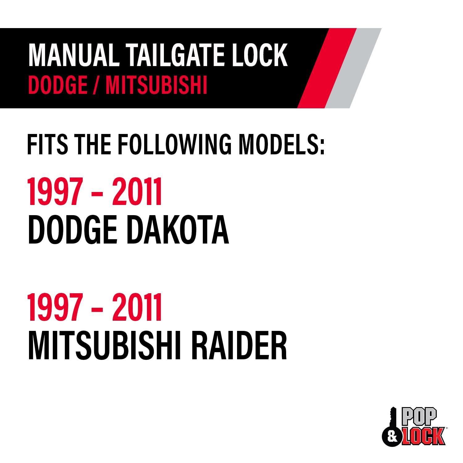 Pop & Lock - Pl3600 Black Manual Tailgate Lock For Dodge Dakota And Mitsubishi Raider