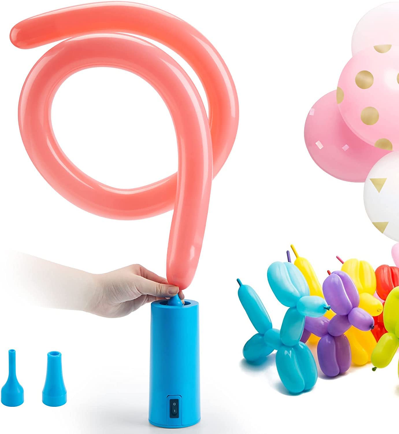 Birodeko Electric Air Pump - Portable Inflator, Air Blower For All Party Balloons, Great For Long Animal Twisty Curly Balloon, F