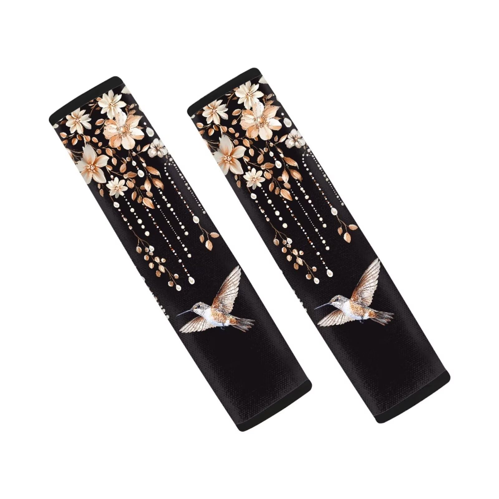Coldinair Hummingbird Car Seat Belt Pads Seatbelt Covers,Waterproof Shoulder Seatbelt Pads Cover Vintage Floral Seat Belt Cushio