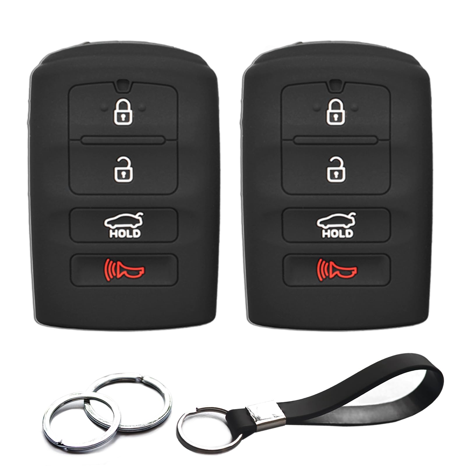Infipar 2Pcs Compatible With Kia Cadenza K7 Kia K900 K9 Smart 4 Buttons Key Fob Cover Case Key Chain Protector Keyless Remote Ho