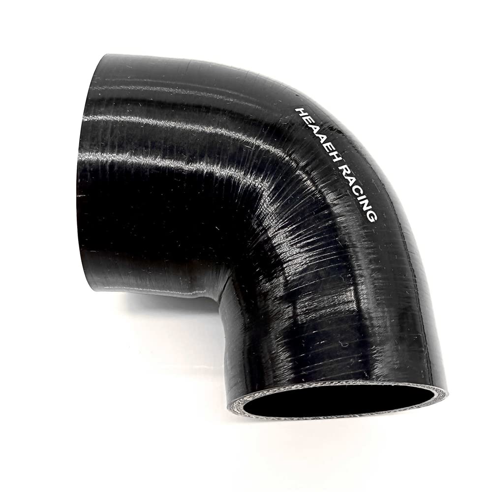 Heaaeh Racing 90 Degree Id 3 Inch To 3.5 Inch 4Ply Reducer Silicone Hose Black (76-89Mm)