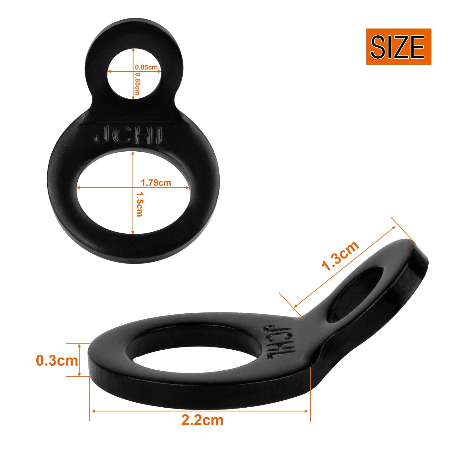 JCHL Multi-Purpose Tie Down Strap Rings - Stainless Steel Anchors, 4-Pack, Small, Black for Garage, Truck, Trailer, Golf Cart, Fence