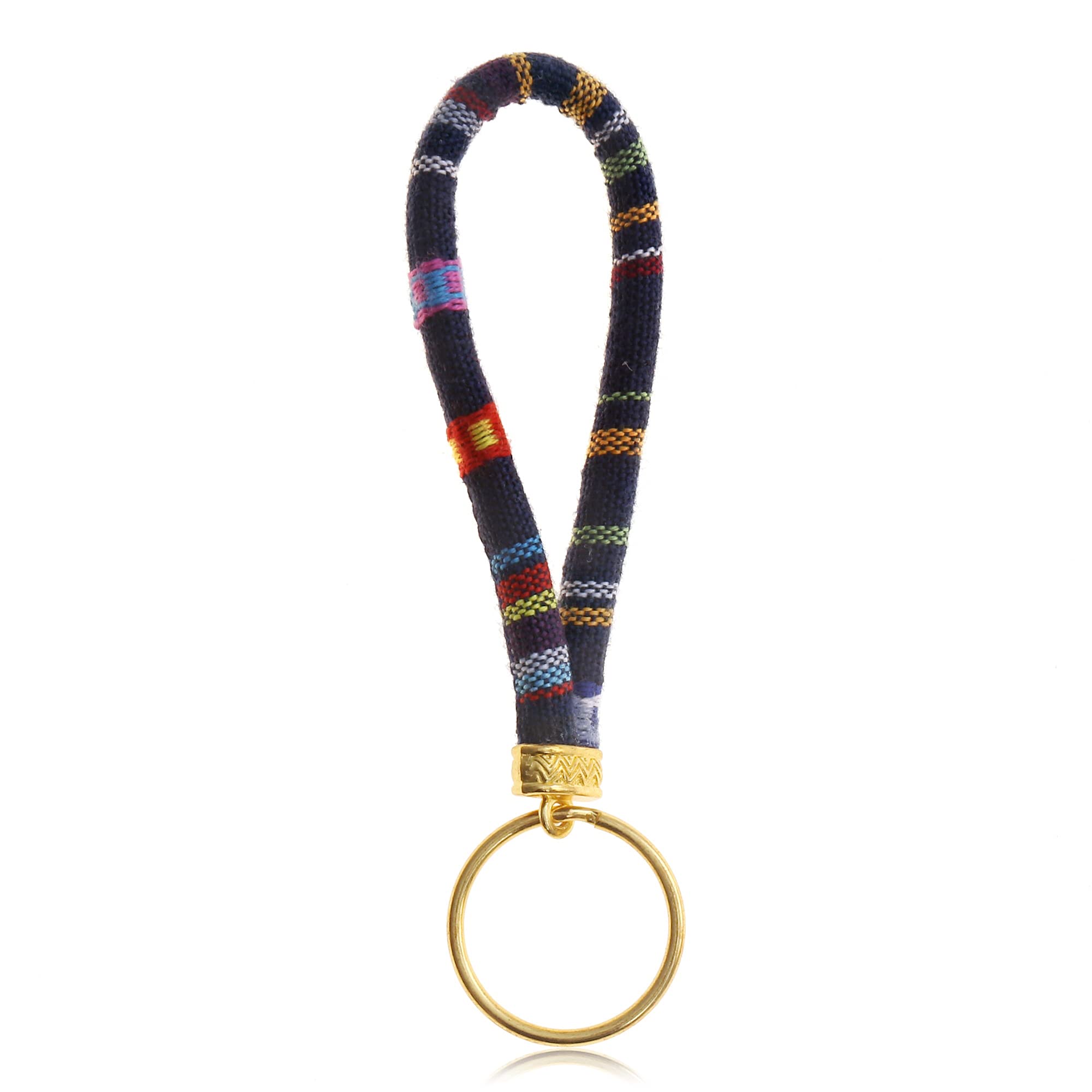 Made By Nami Boho Keychain With Gold Keyring For Women And Men Handmade Boho Wristlet Hippie Keychain For Summer Festival (Blue)