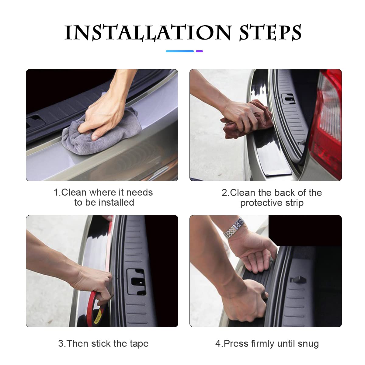 Car Rear Bumper Protector Guard, Universal Black Rubber Anti-Scratch Abrasion Resistant Trunk Door Entry Guards Accessory Trim Cover For Suv, Cars, Car Exterior Accessories (Black/40.9X3.5)