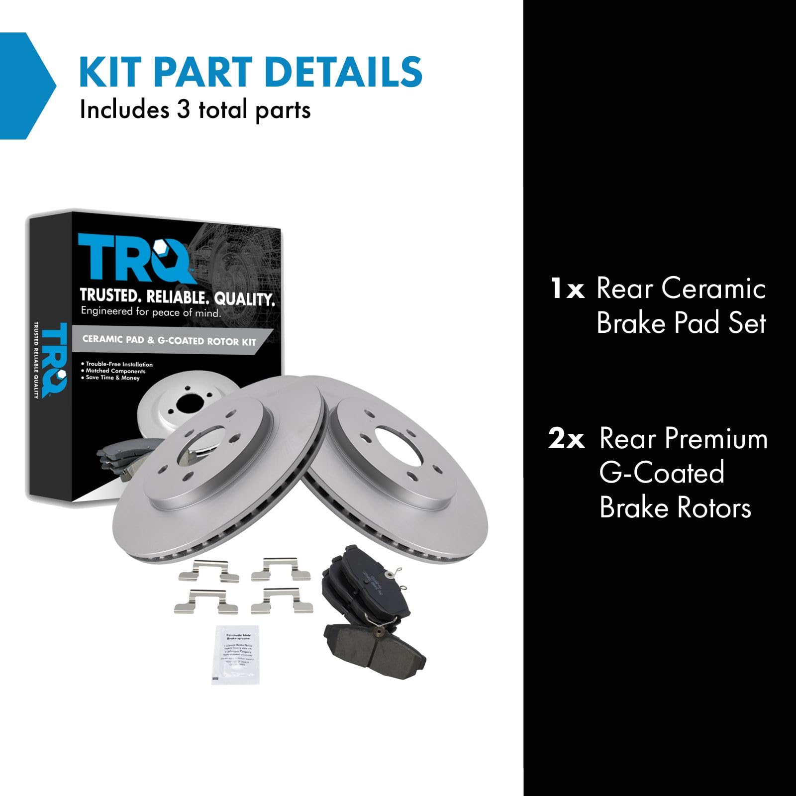 Trq Rear Brake Pad & Rotor Kit Brake Pads Brake Rotor Ceramic Premium G-Coated Compatible With 2005-2014 Ford Mustang