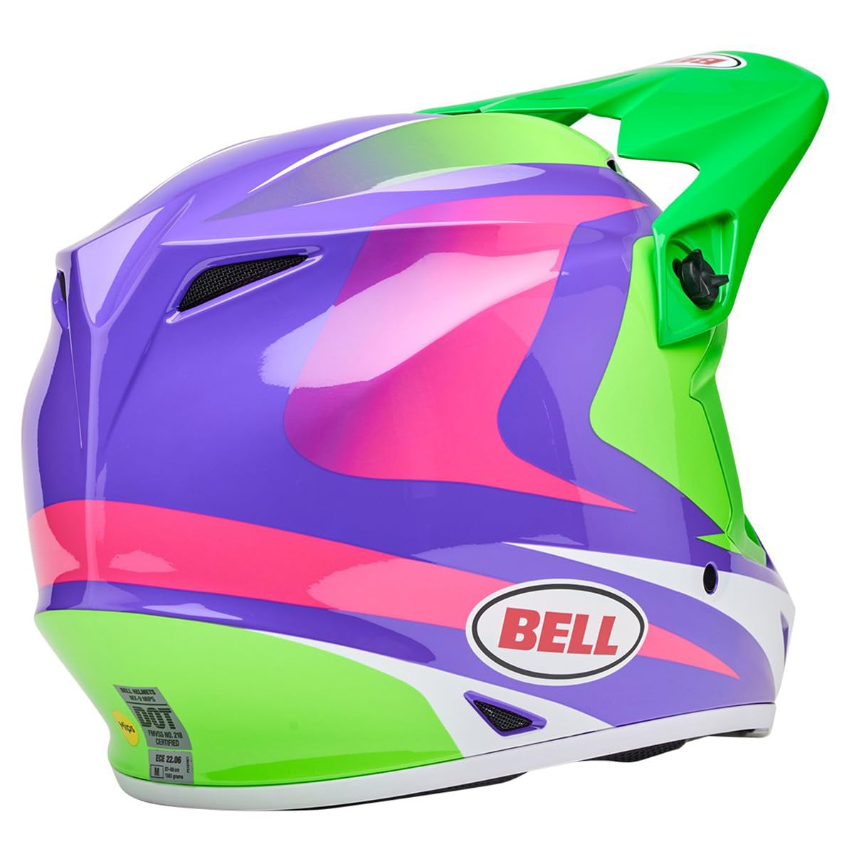 BELL MX-9 MIPS Dirt Helmet - 2X-Large, Gloss Jackal Hi-Viz Green/Purple, Model 7163916