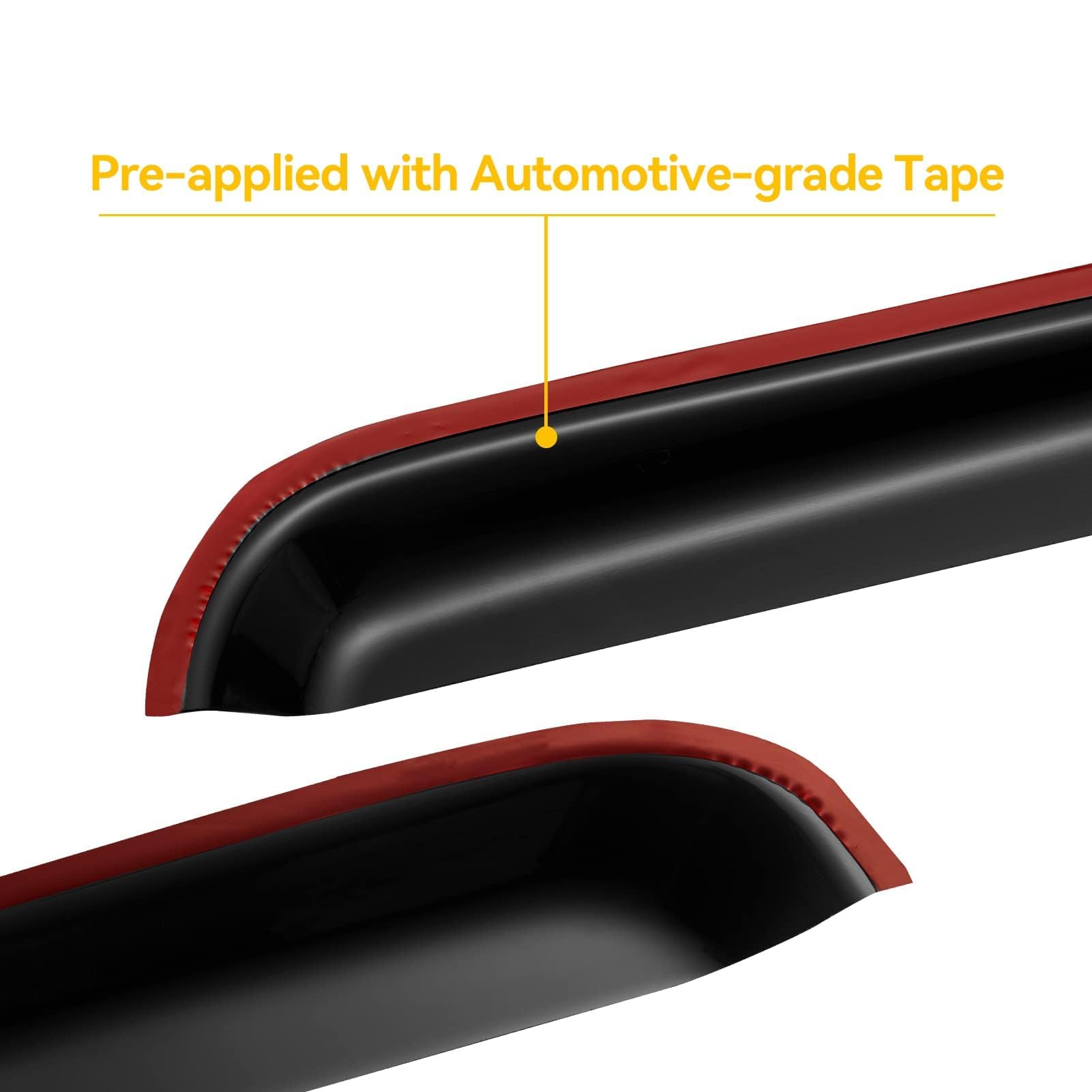 Cxdar Window Rain Guards Visors for 1999-2016 Ford F250 F350 F450 F550 SuperCrew Cab, Dark Smoke Tinted Acrylic, Model CVV-047-C