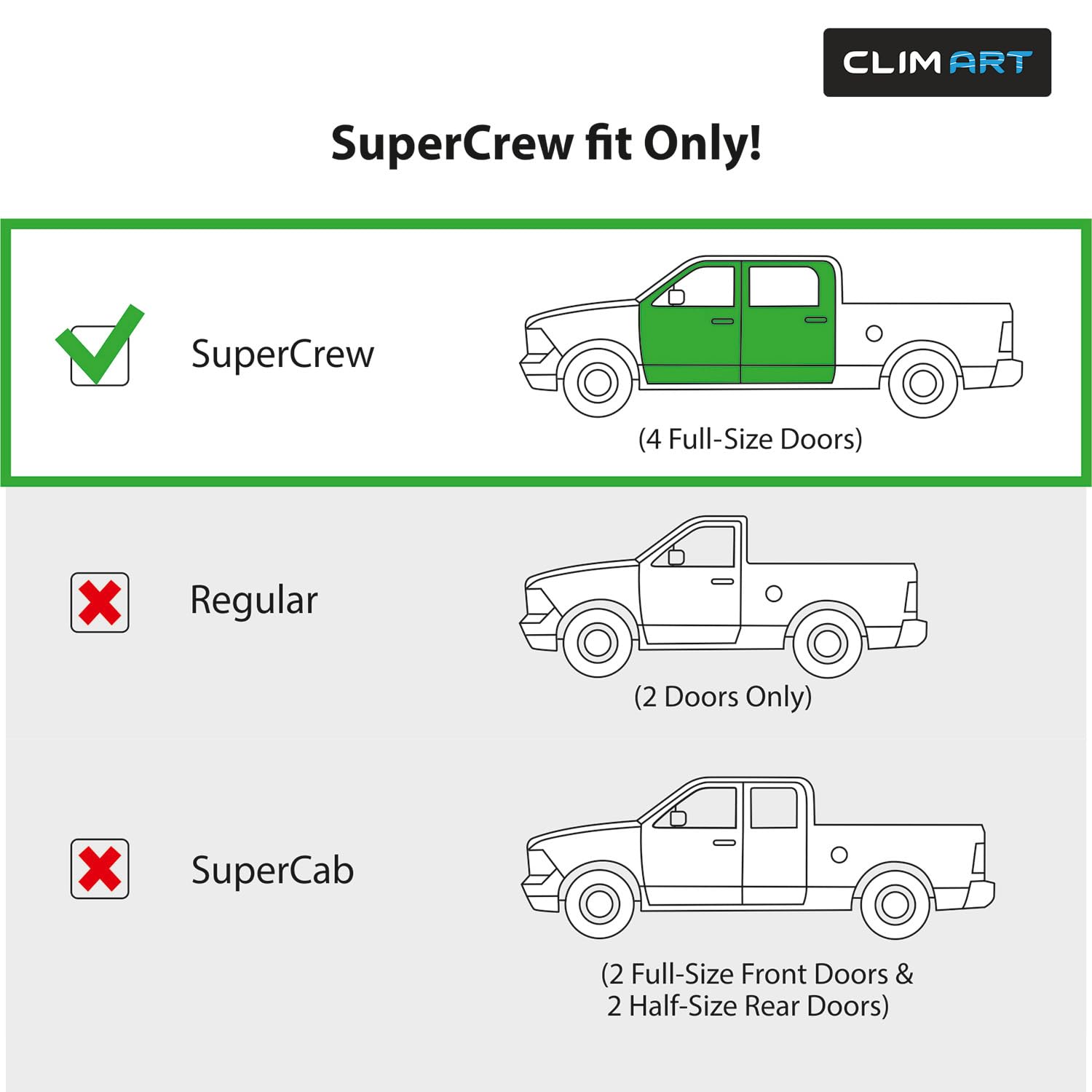 CLIM ART in-Channel Incredibly Durable Rain Guards Compatible with F150 2021-2025 SuperCrew, Original Window Deflectors, Vent Wi