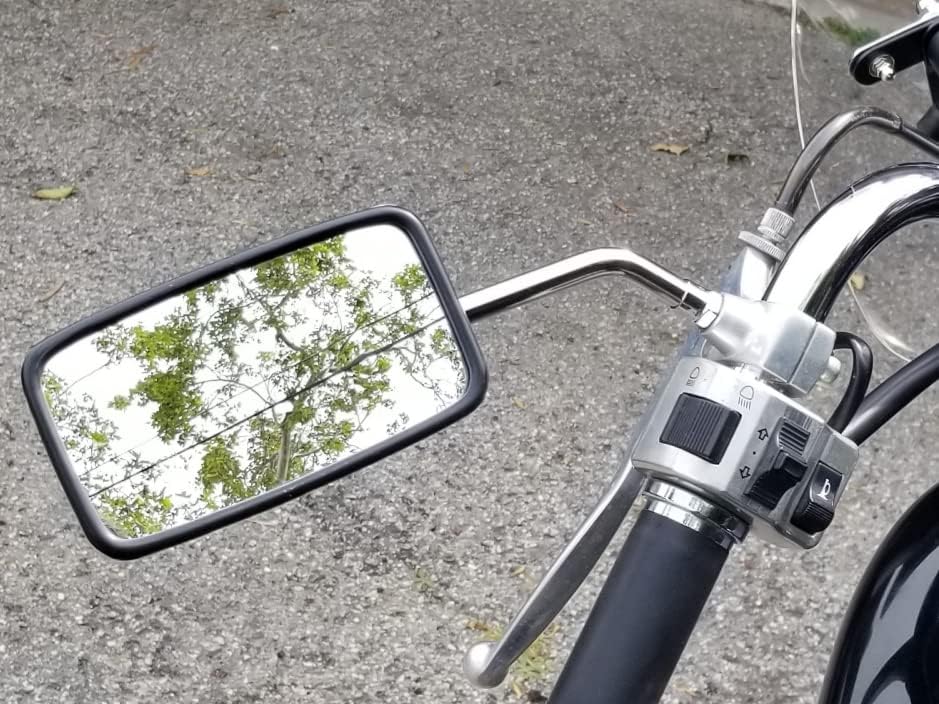 Rawsomes Motorcycle Side Mirrors - Chrome Silver, ABS, 125mm x 70mm, Universal Fit for Harley, Kawasaki, Suzuki, Aprilia, Cruiser, Scooter