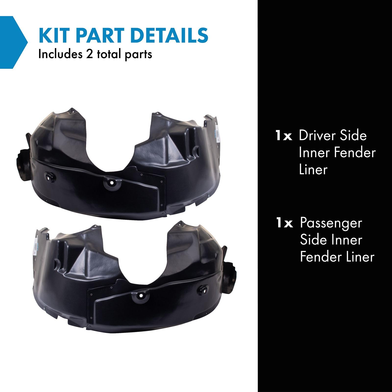 Trq Inner Fender Liner Set Compatible With 2011 Chrysler 200 2007-2010 Sebring Ch1248131 Ch1249131
