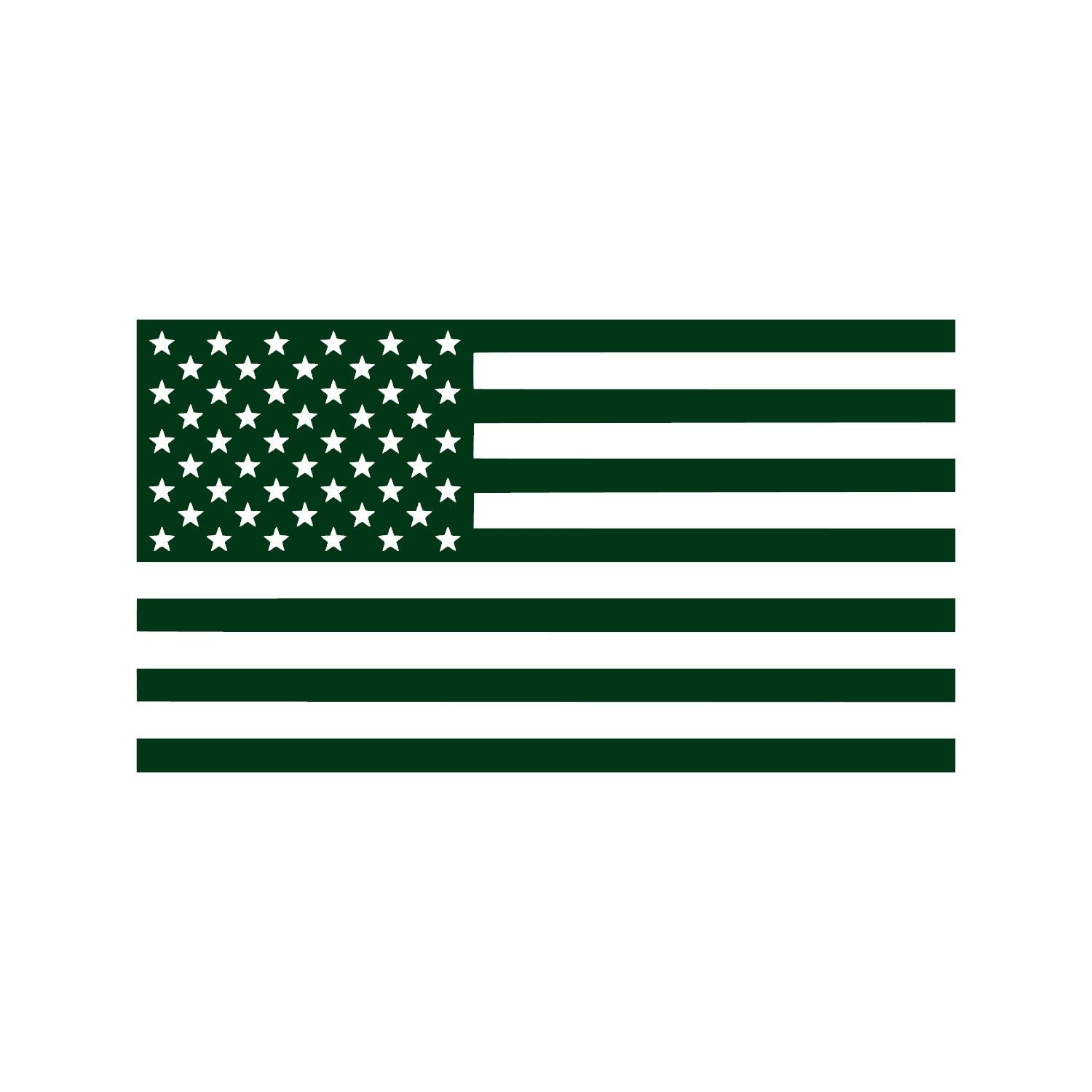 American Us Flag [Pick Color/Size] Vinyl Decal Sticker For Laptop/Car/Truck/Window/Bumper (10In X 5.5In, Matte Dark Green)