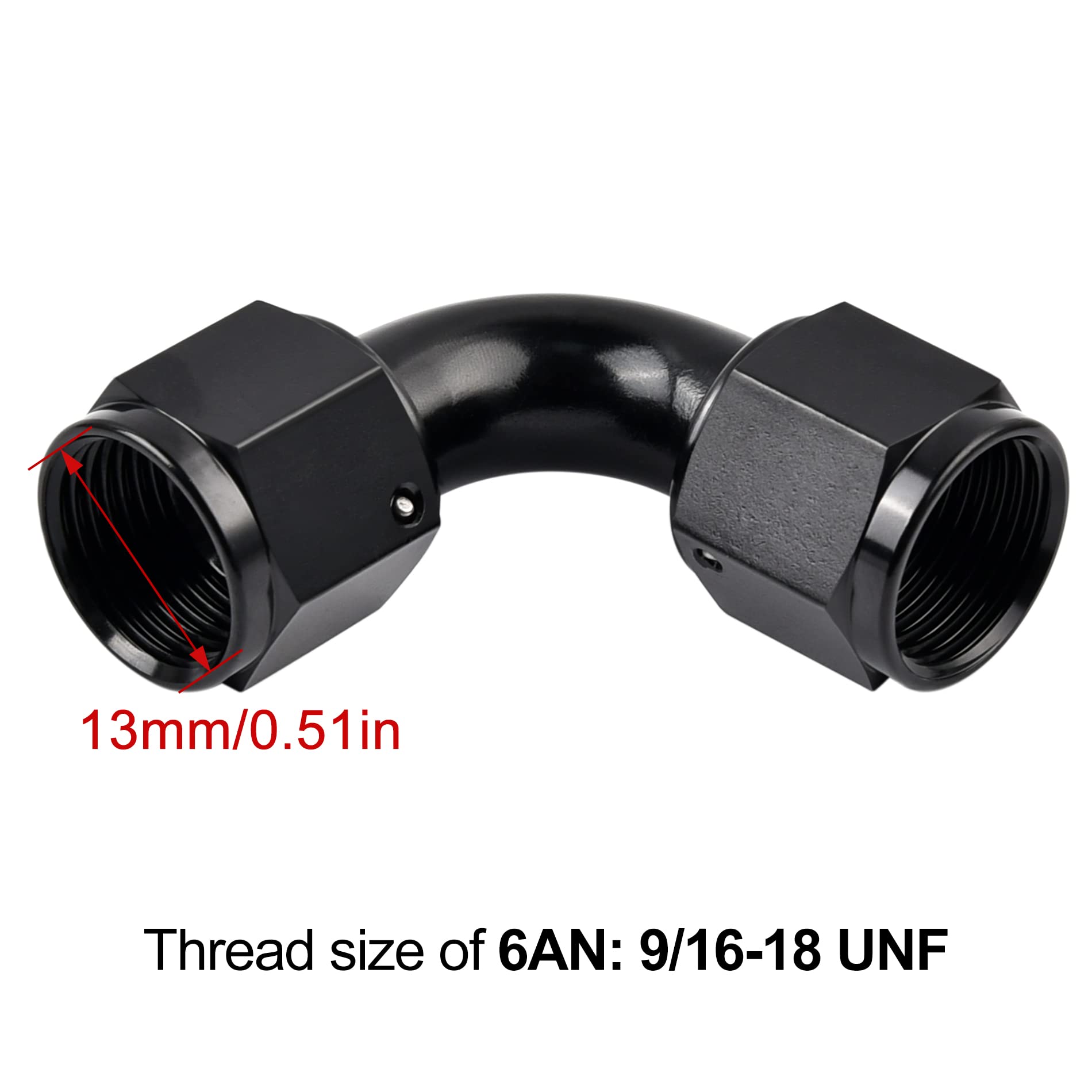 Evil Energy 6An Female To 6An Female 90 Degree Swivel Coupler Union Fitting Adapter Aluminum Black