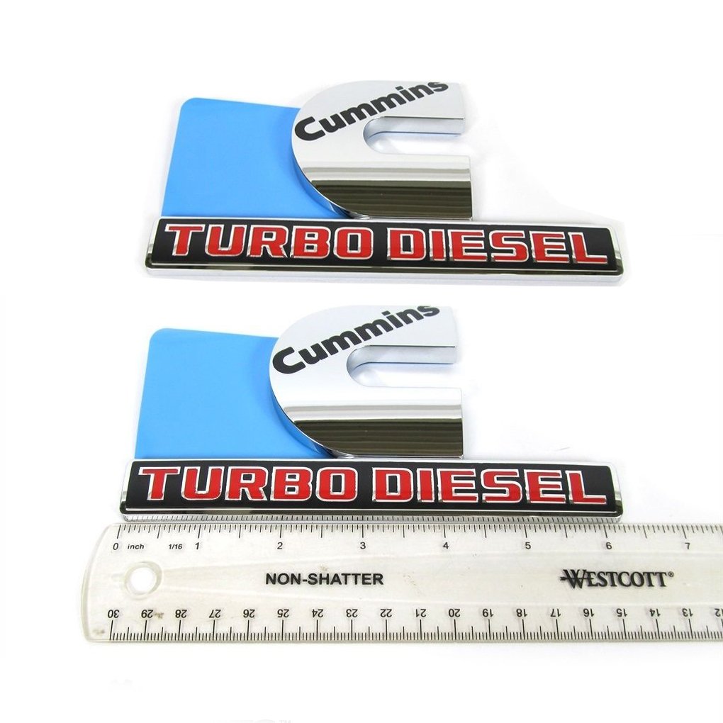 Yoaoo 2Pack Oem Chrome Cummins Turbo Emblem Badges Compatible With 2500 3500 Emblem Glossy 6.2'' By 3.4'' Inches