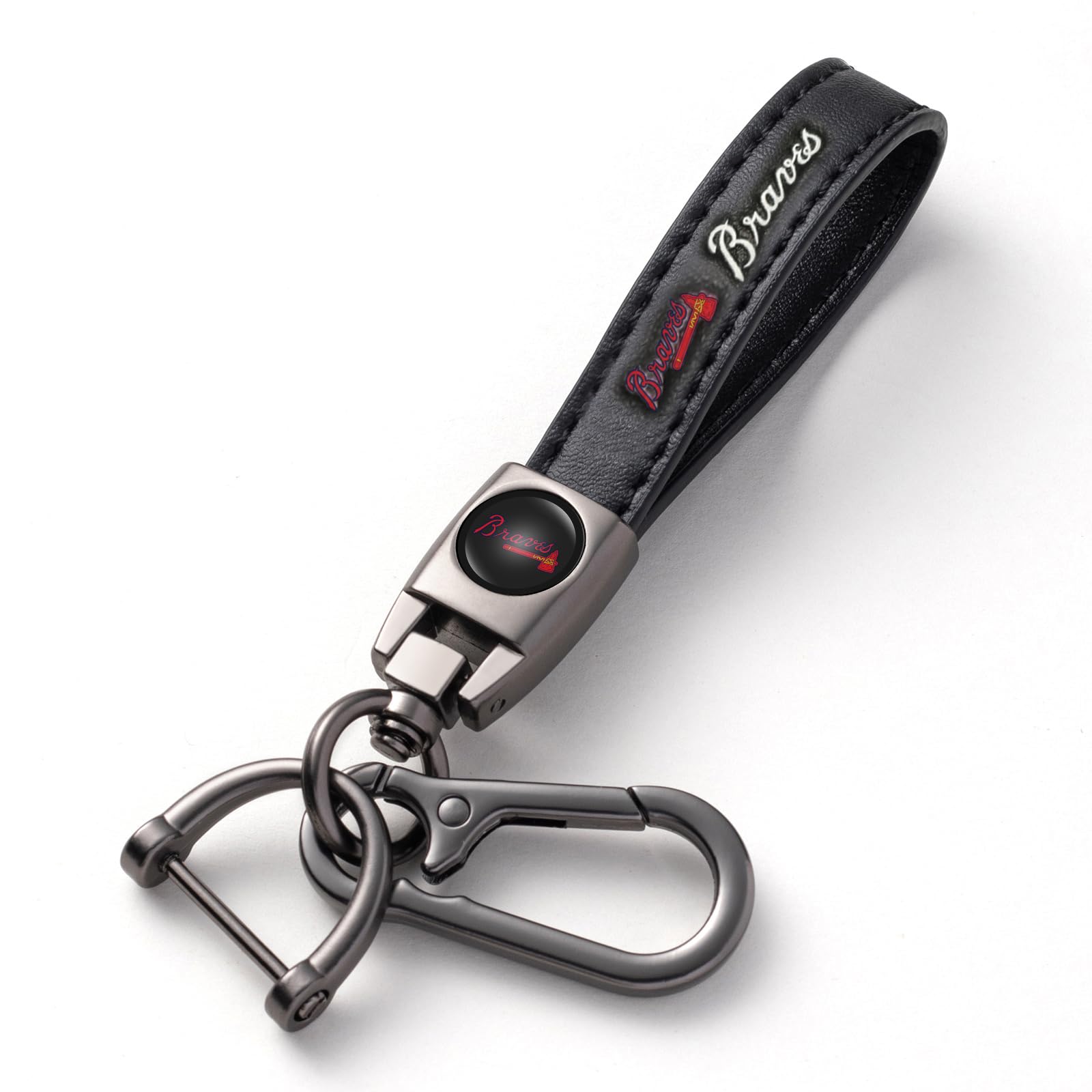 EMIJOY Braves Car Keychain Keyring for Baseball Fans,Atlanta Braves Accessories Women/Mens Keychains for Vehicles,Leather Key R