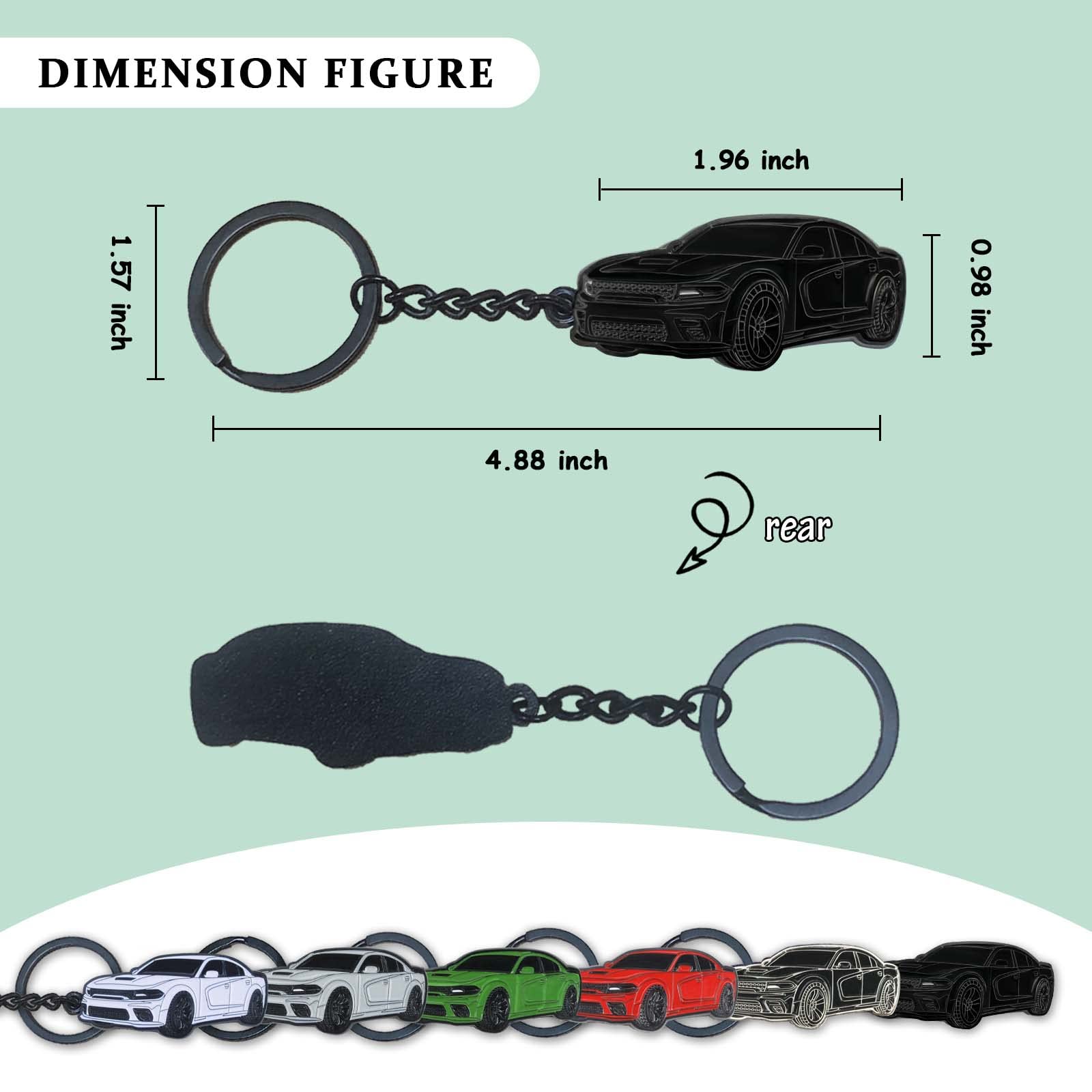 glahorse Keychain for Dodge Charger, Challenger, Dakota, Durango - Pure Black, Zinc Material, Fits 2015-2022 Models