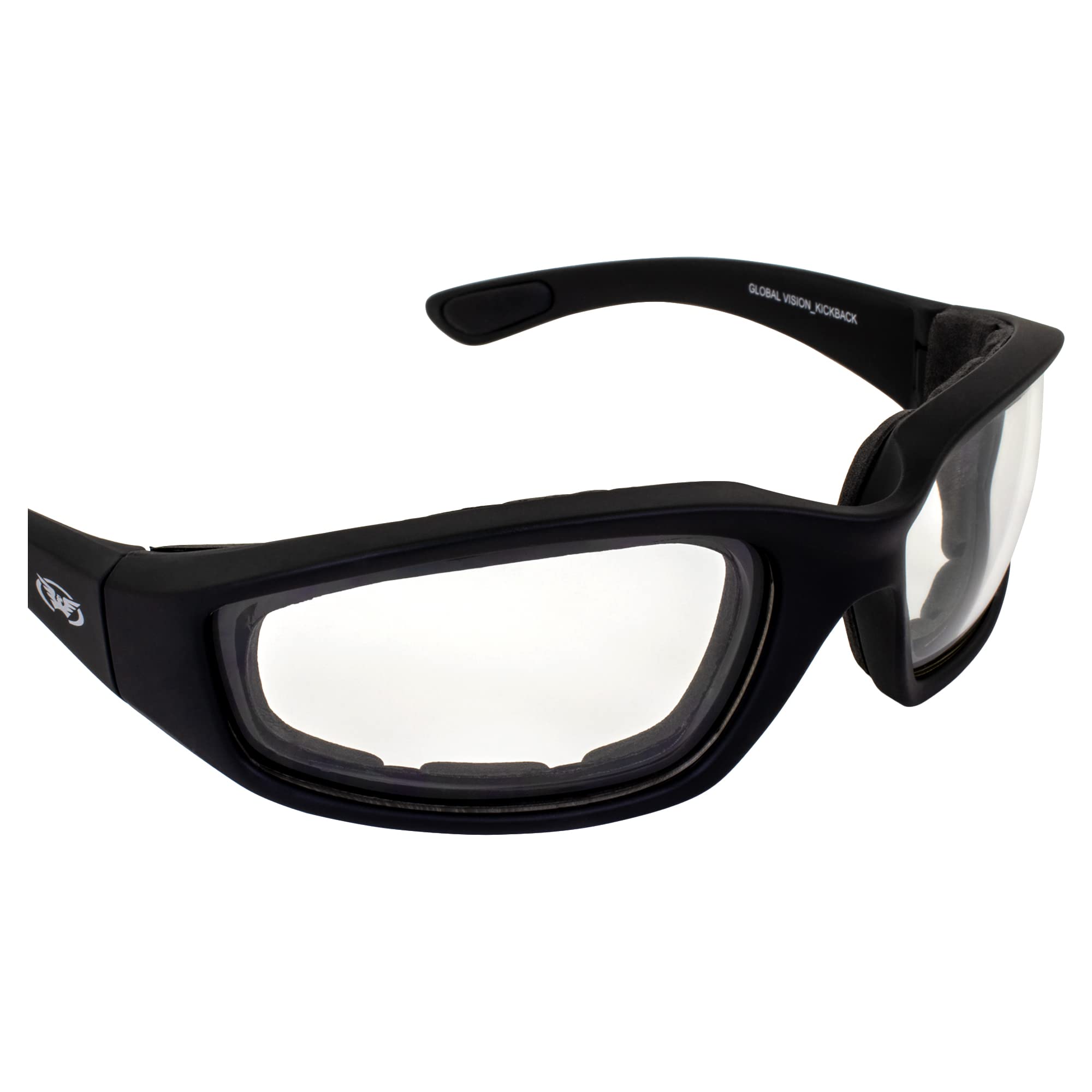 Global Vision Kickback Padded Motorcycle Sunglasses 2 Pair Black Frame Clear & Smoke Lenses